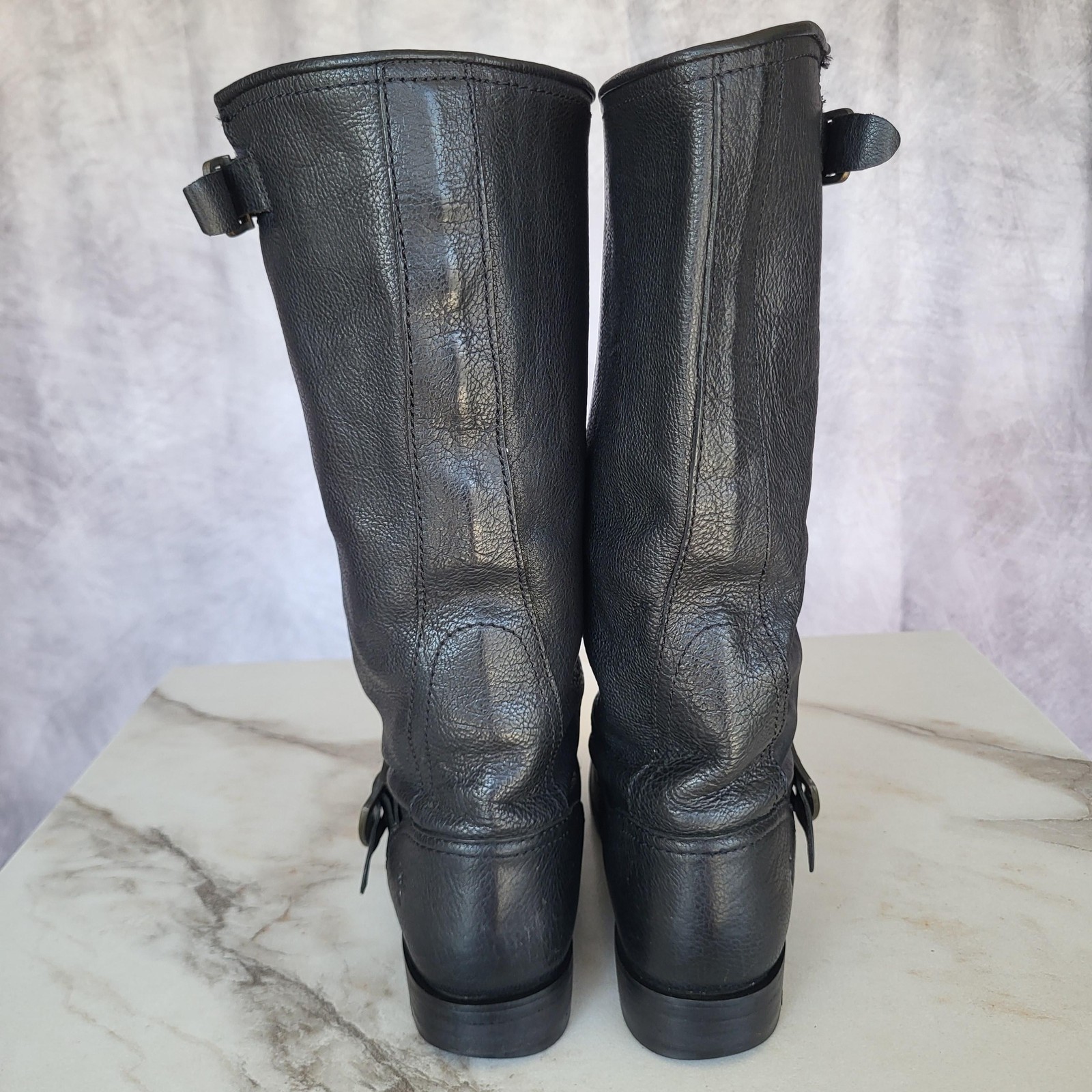 Frye Veronica Slouch Biker Engineer Boots Womens Size 9 B Buckle Knee High