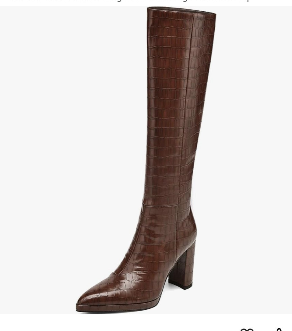 Size 7.5 Knee High Boots Women Platform Chunky Go Go Boots Pointed Toe Tall…