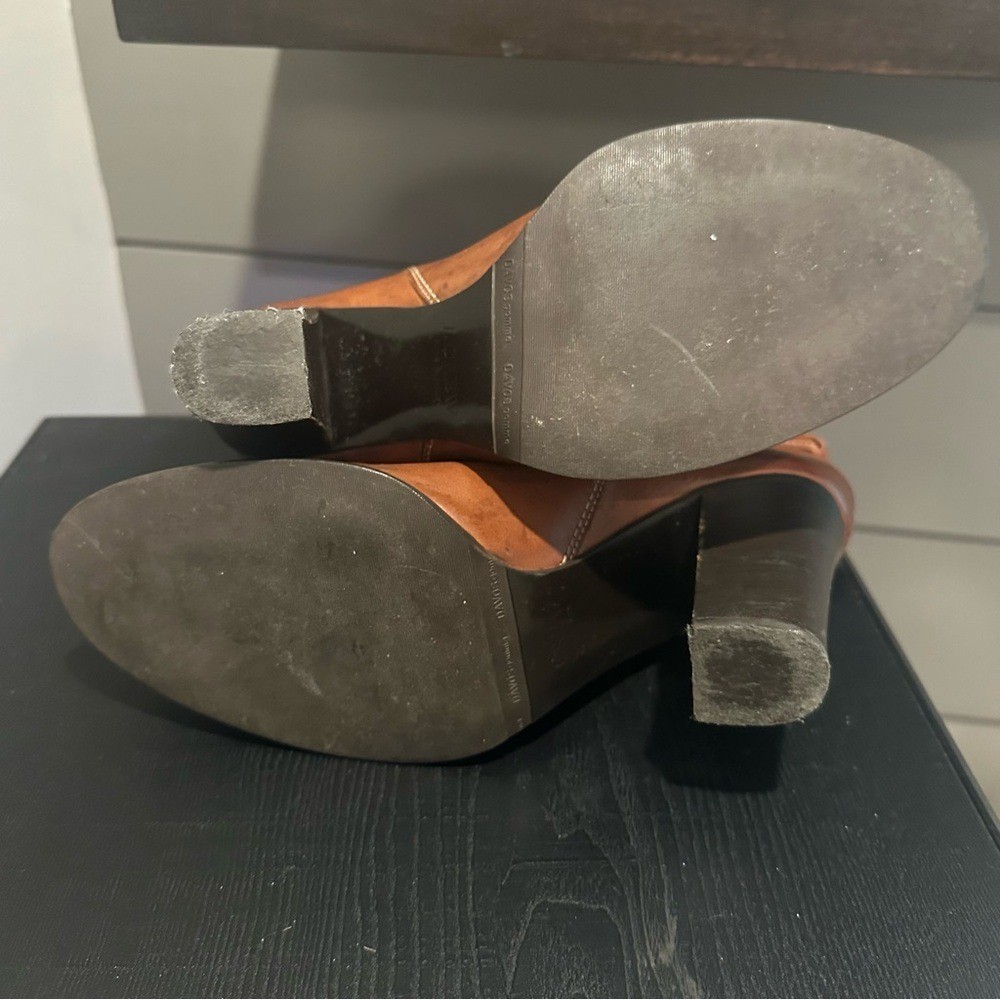 J. Crew Tan Leather Heeled Boots Size 9