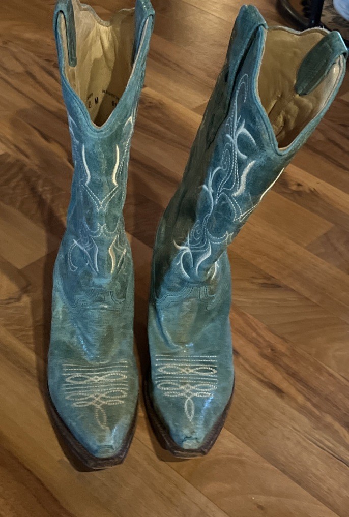 WOMENS CORRAL TURQUOISE LEATHER SNIP TOE COWBOY WESTERN BOOTS 8M AS002