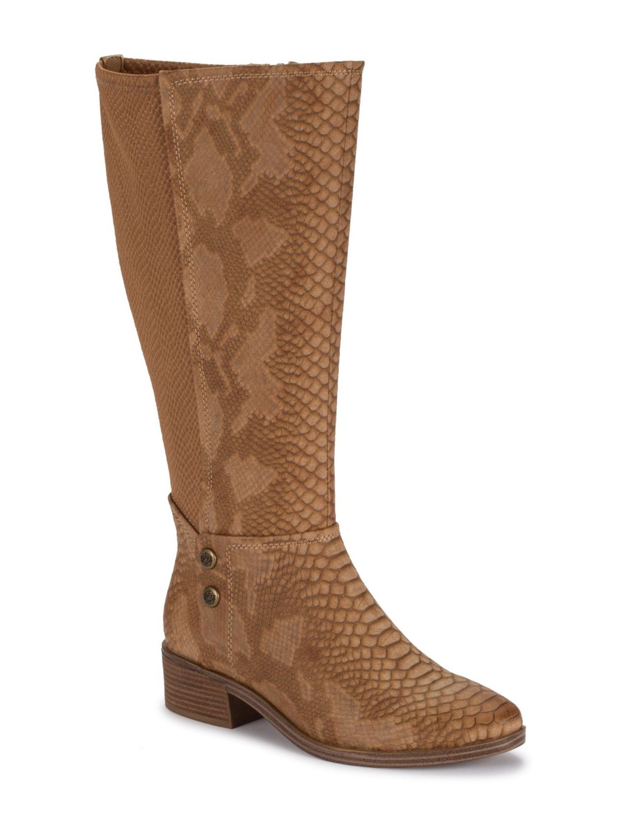 BARETRAPS Womens Brown Studded Almond Toe Stacked Heel Zip-Up Boots 6.5