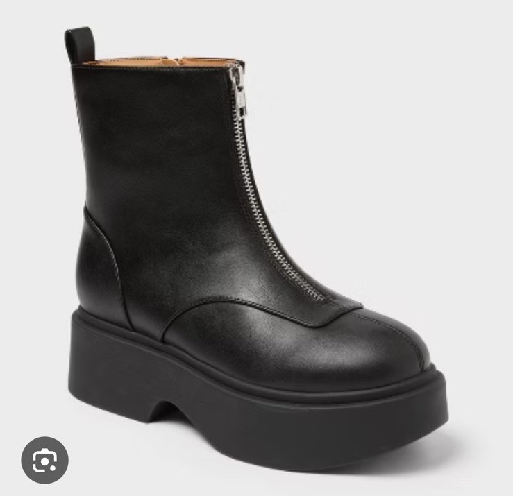 Womens Honor Ankle Front Zipper Combat Platform Boots Mem. Foam Insole 8 Black