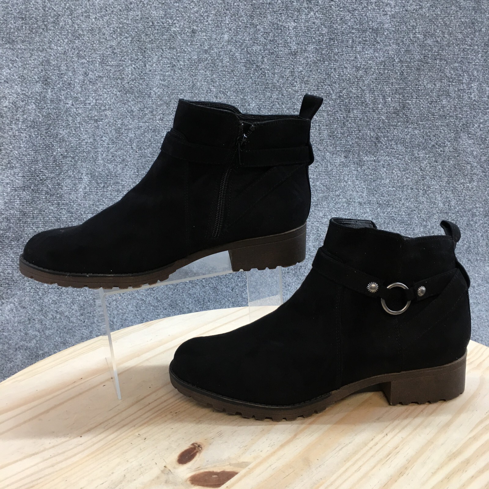 True Craft Boots Womens 11 M Clydell Ankle Booties Black Almond Toe Side Zip