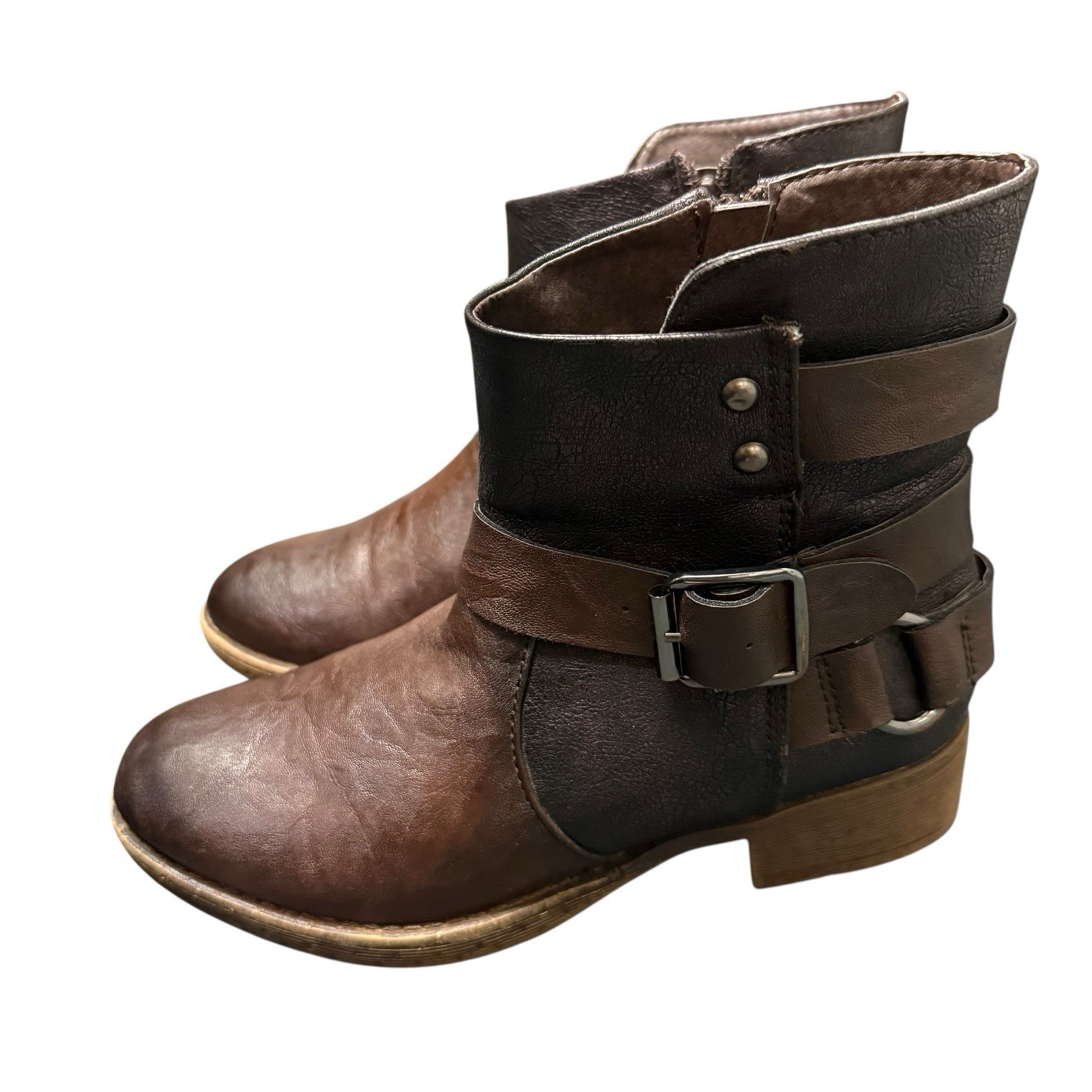 Patrizia by Spring Step Brown Moto Ankle Boots Women’s Size 36 (US 6) Faux Fur