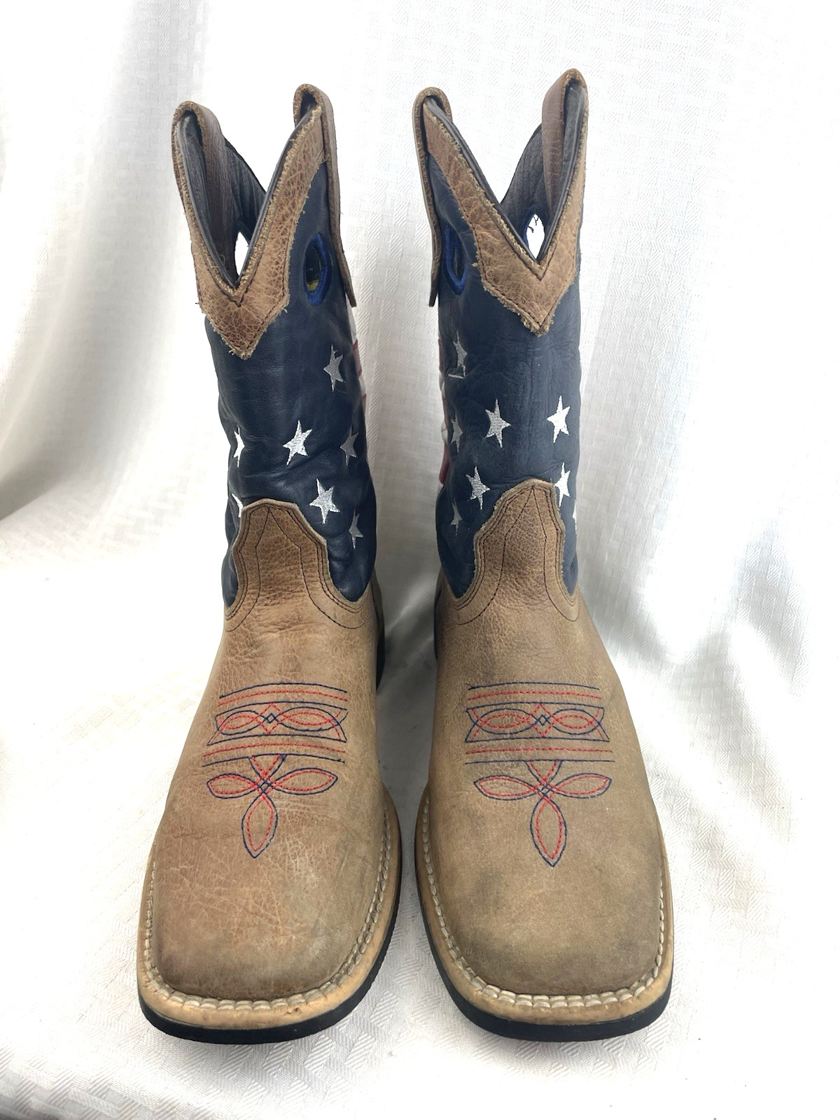 J.B. Dillon Patriotic Red, White & Blue Flag Boots Youth Size 3 Women’s 5-5.5