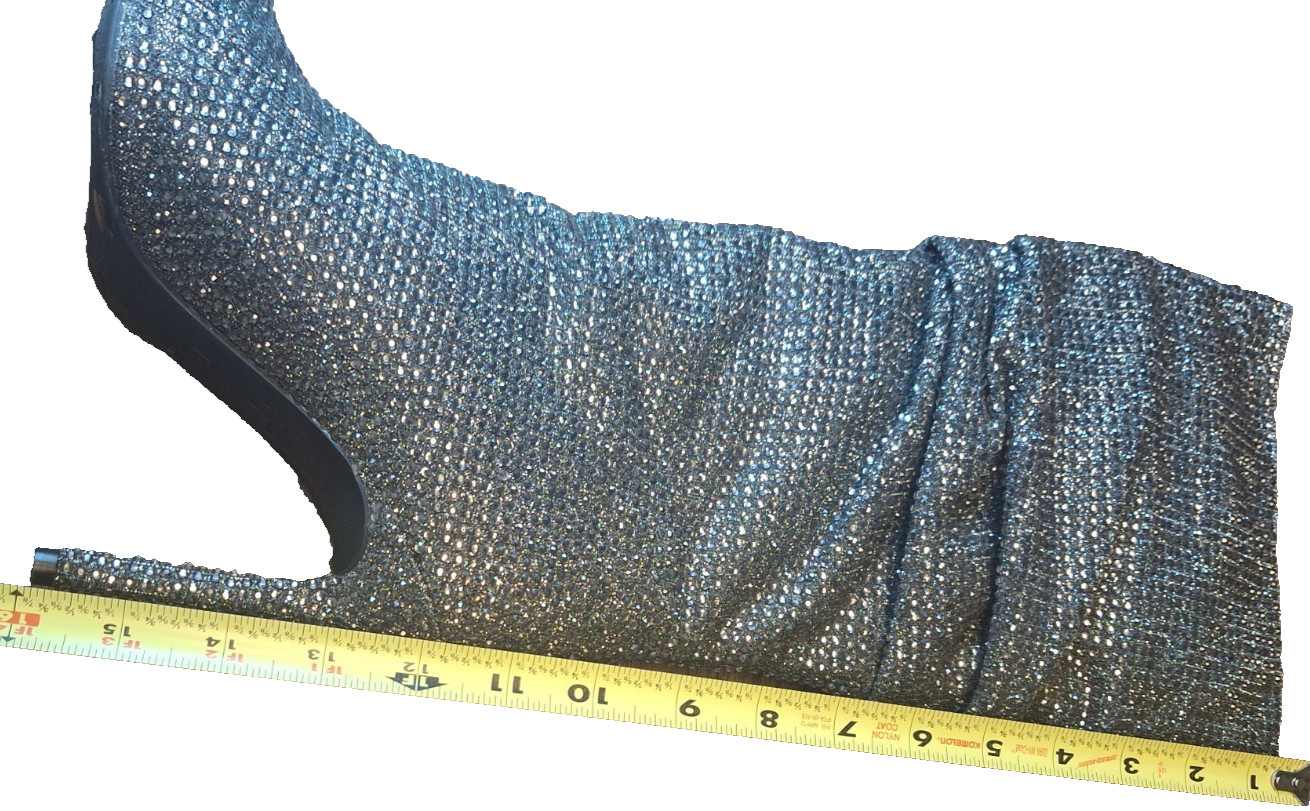 Jessica Simpson Layzer Slouchy Rhinestone Boots Pewter Silver 8.5 High Heel