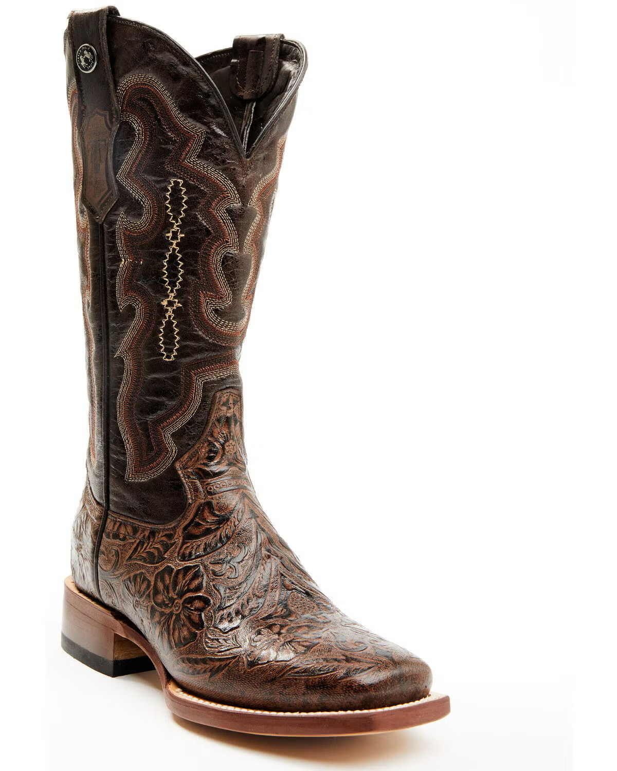 Tanner Mark® (Women’s 9 B) Hand Tooled Floral Western Boots in Brown – $210