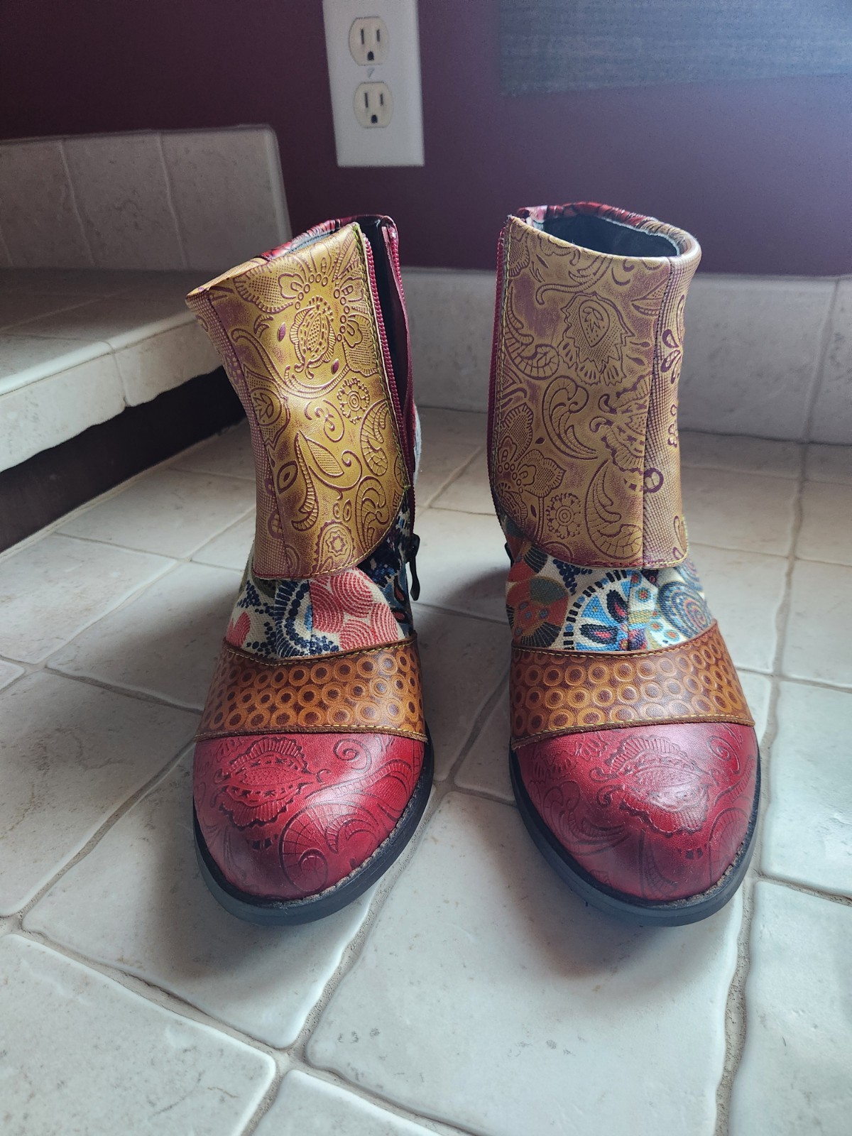 L’Artiste By Spring Step Patchwork Ankle Boots Size 41 (10) Excellent Condition