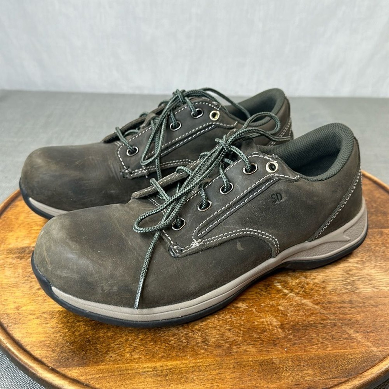 Red Wing Shoes Wm 8 B Low Boot Steel Toe Safety Green Leather Lace Up Work 2307