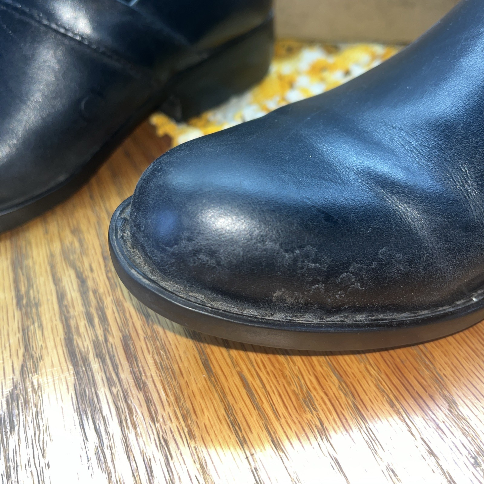 Born Marka Black Slip On Ankle Shoe Women’s Sz 8.5 Leather Upper 1.5” Heel