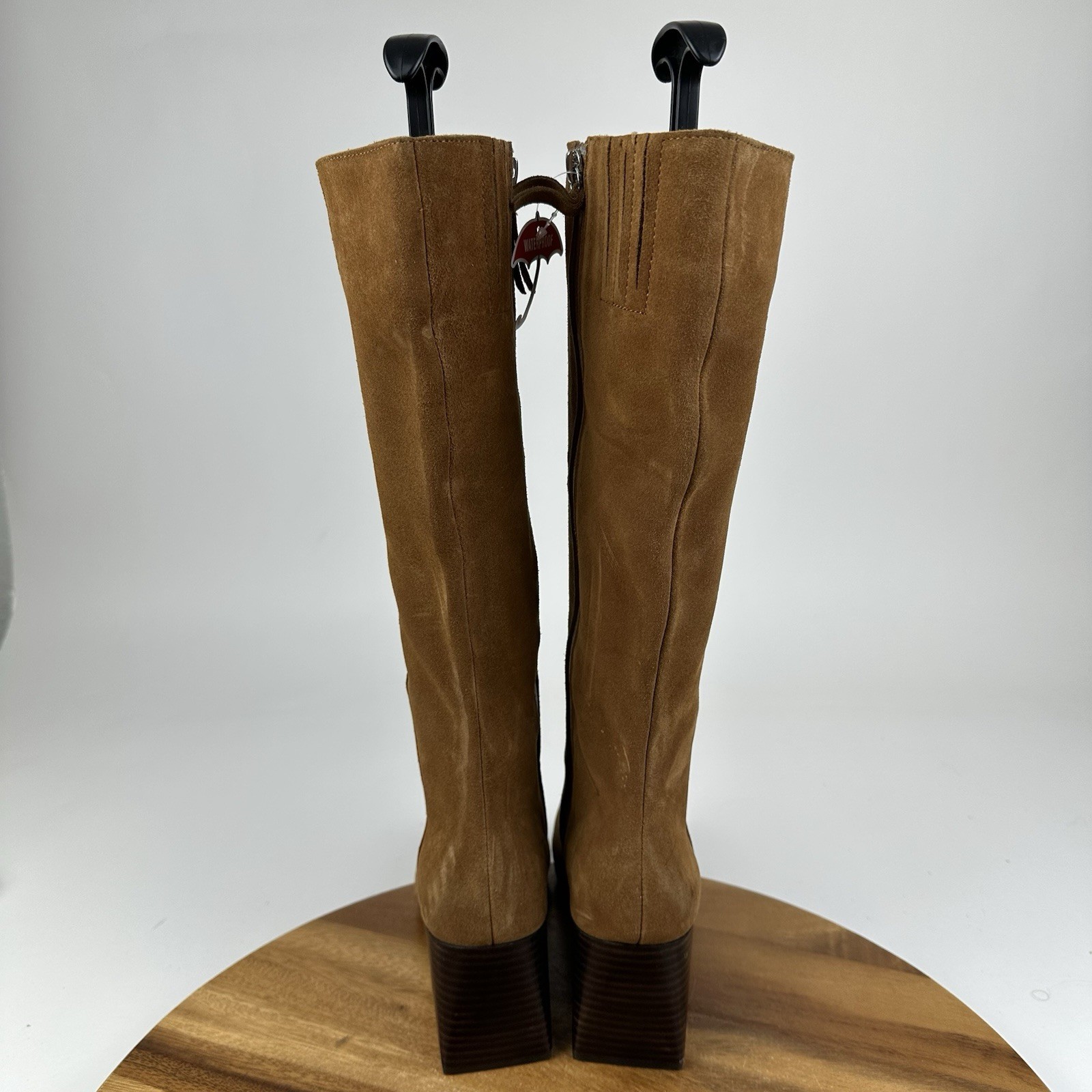 New Womens Blondo Tessa Waterproof Brown Suede Tall Block Heel Boots Size 6 M