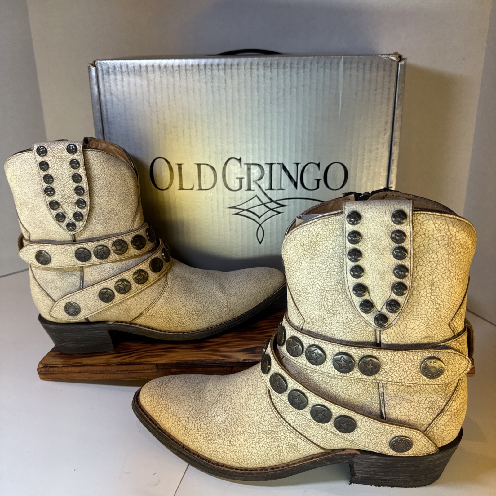OLD GRINGO Silverton Short Ankle Cowboy Boots Bone 7 B NEW WITH BOX