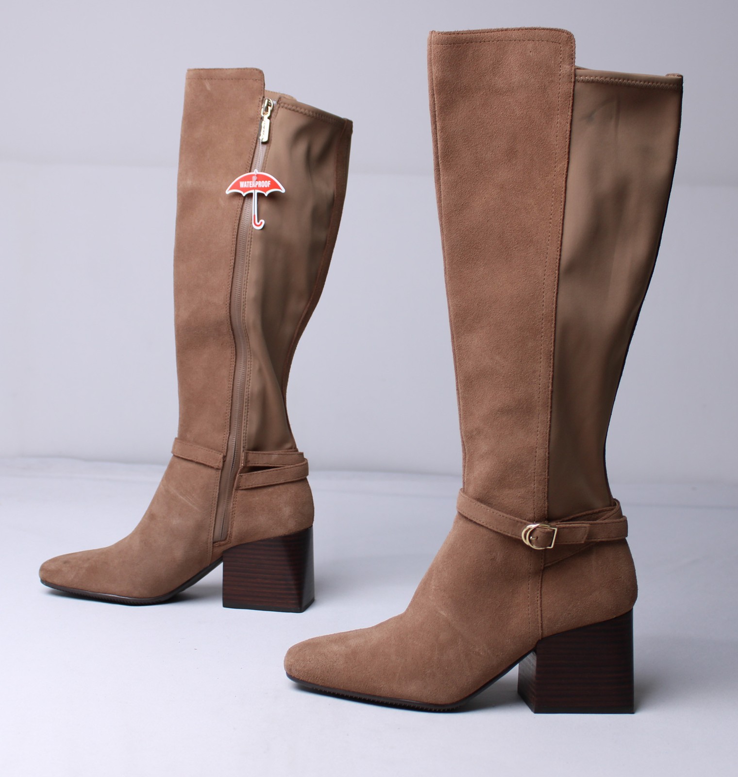 Blondo Women’s Waterproof Tall Twyla Boot CD4 Taupe Suede Size US:7.5M