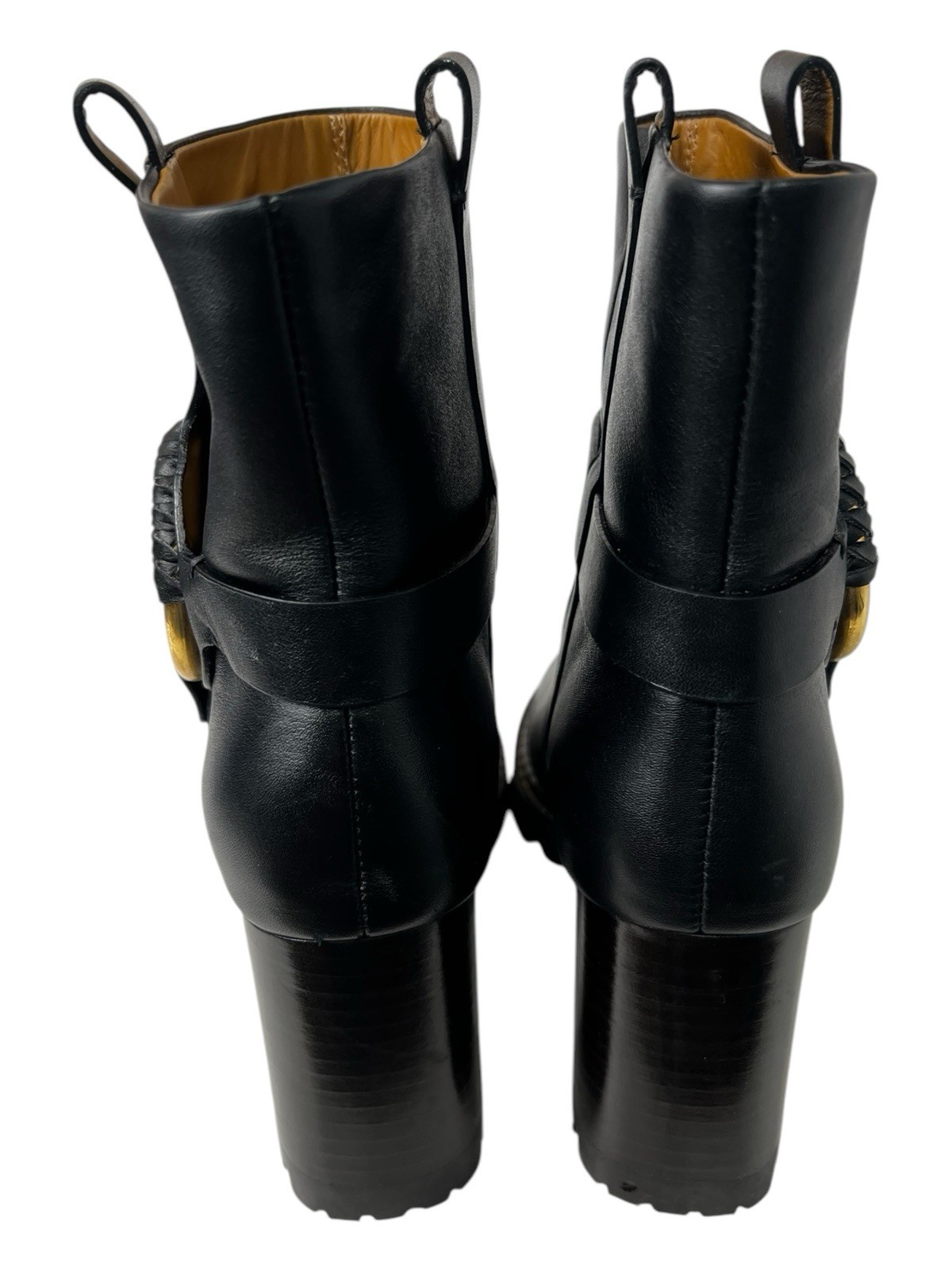 See by Chloé Black Hana Leather Heeled Ankle Boots New $619 Size EU 38, US 8