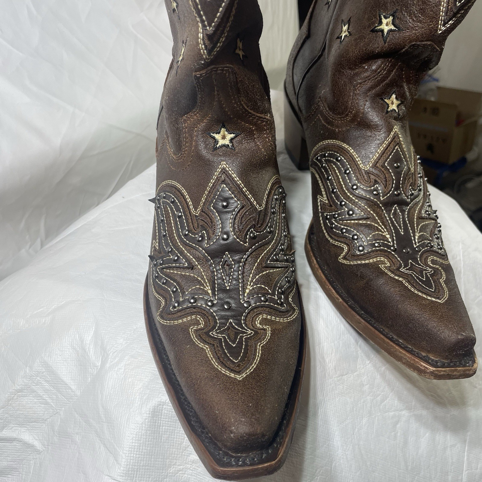 J.B. Dillon Reserve Snip Toe Studded Western Cowboy Boots Women’s 10B JBR 04025