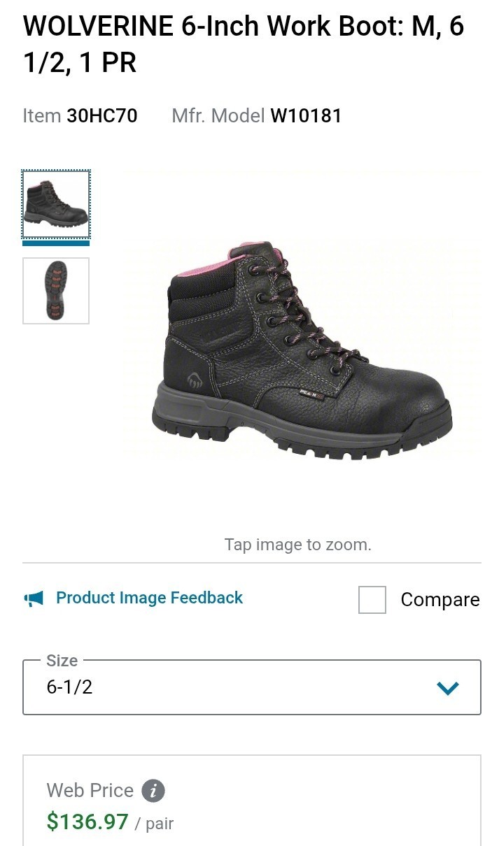 Hytest Woman Work Boots 6.5 Steel Toe Waterproof