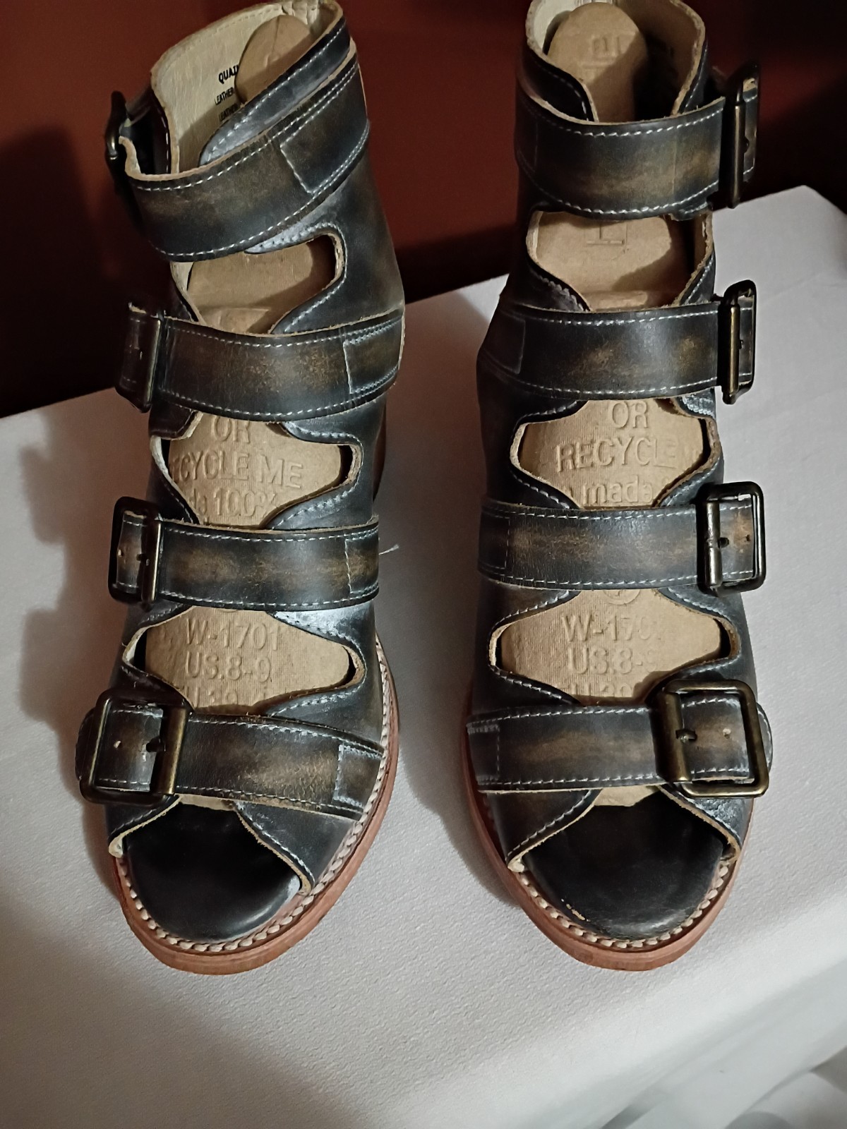 Freebird Quail Gladiator Brown Gray Leather Boot Sandals Womens Size 8