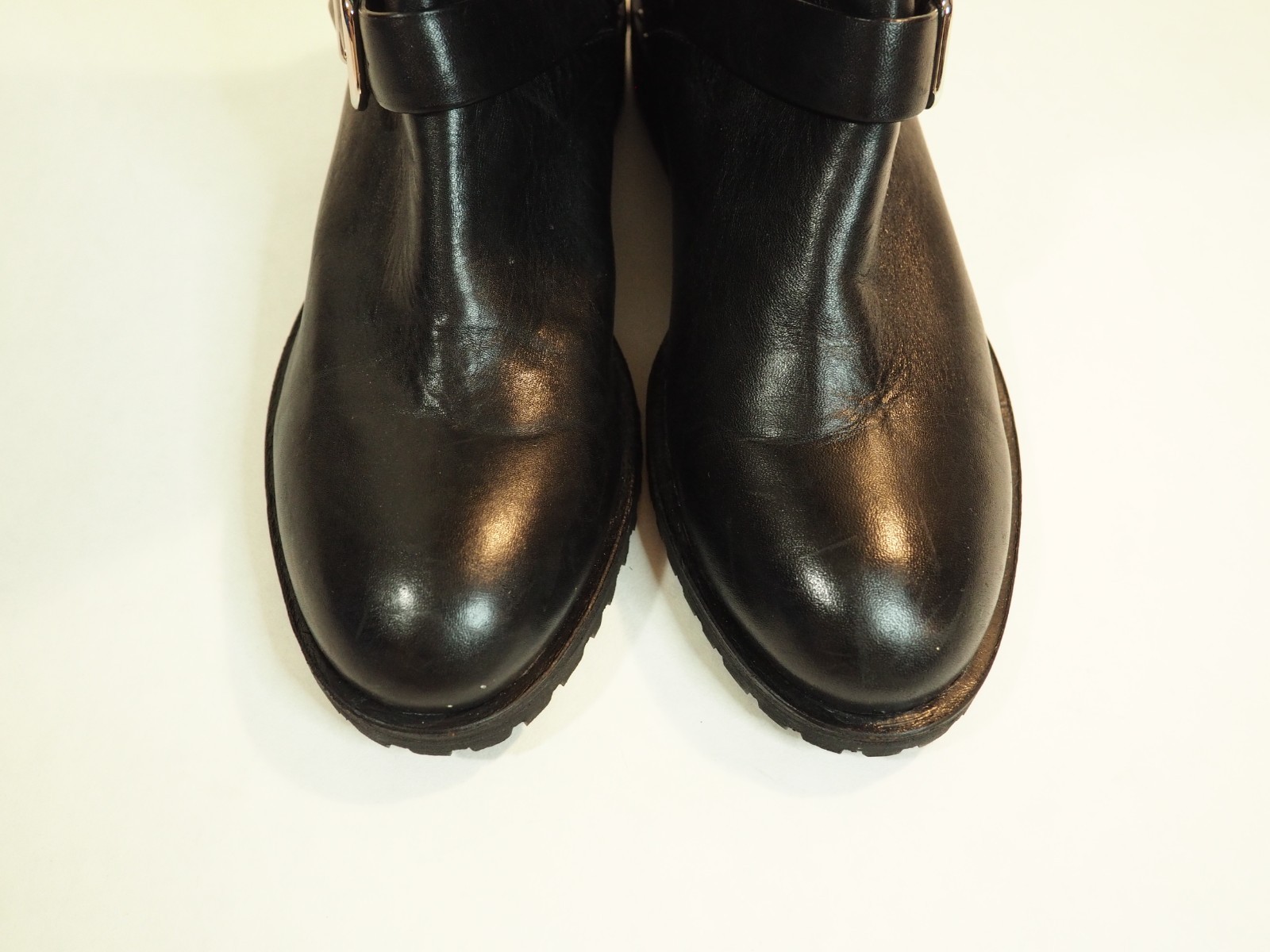 Donald Pliner Vive Black Leather Round Toe Knee High Motorcycle Boots, Size 6 US