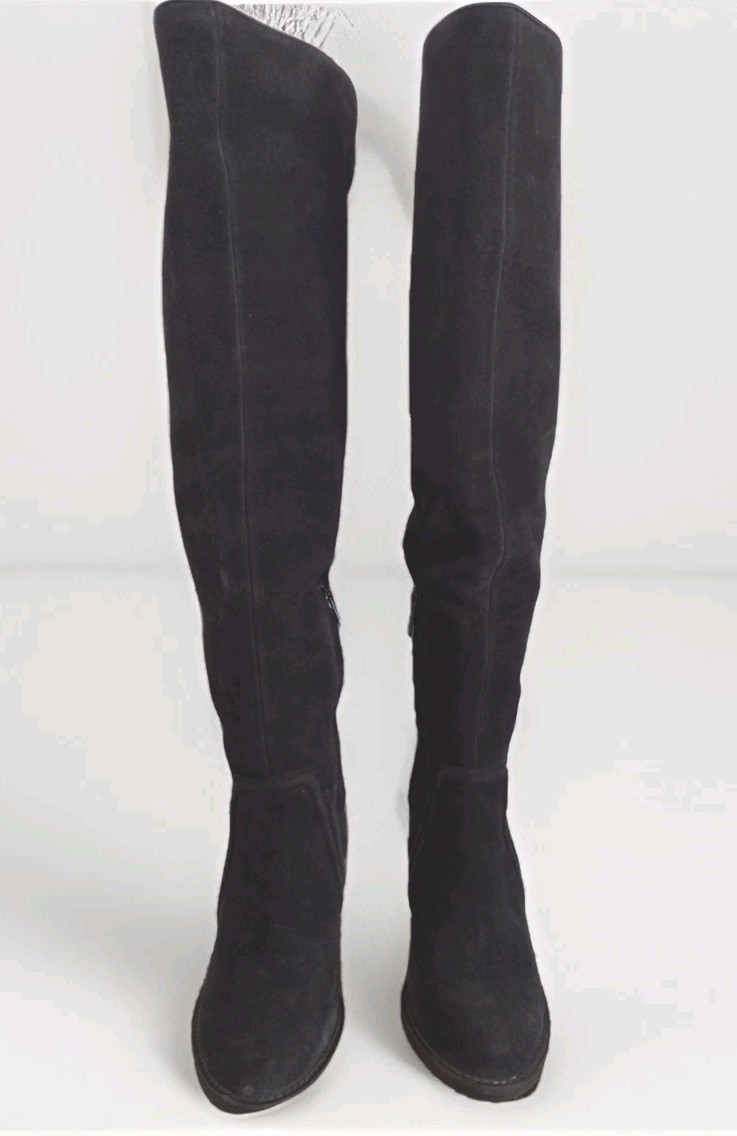 Vince Camuto Melaya Knee High Boot Off Black Suede Size 5.5 M Fits Like 6