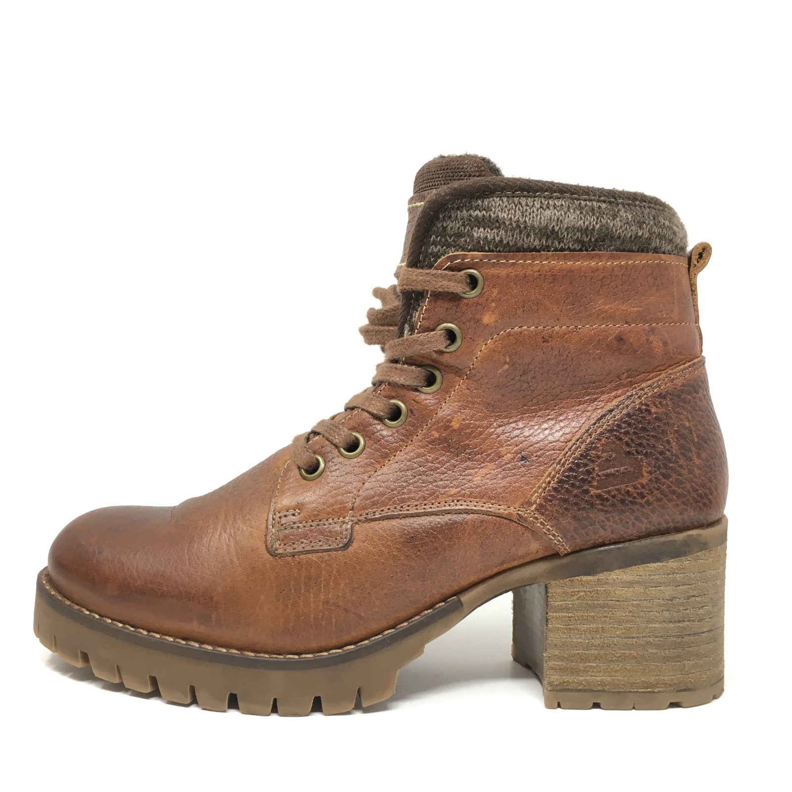 Bullboxer Carmen Combat Boots Booties Shoes Womens Size 8 Brown Leather Lace Up