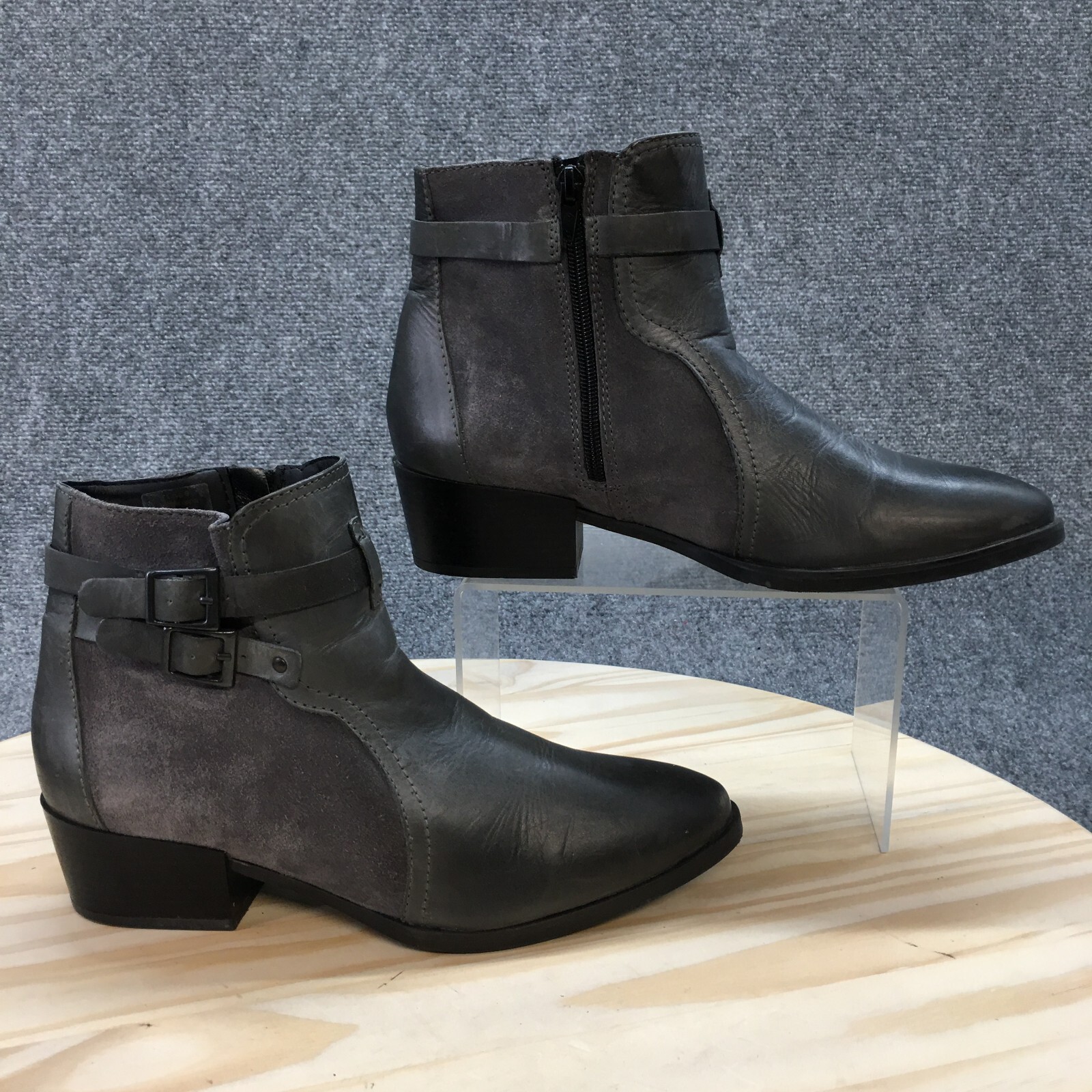 Catherine Malandrino Boots Womens 40 Ankle Bootie Gray Almond Toe Casual Block