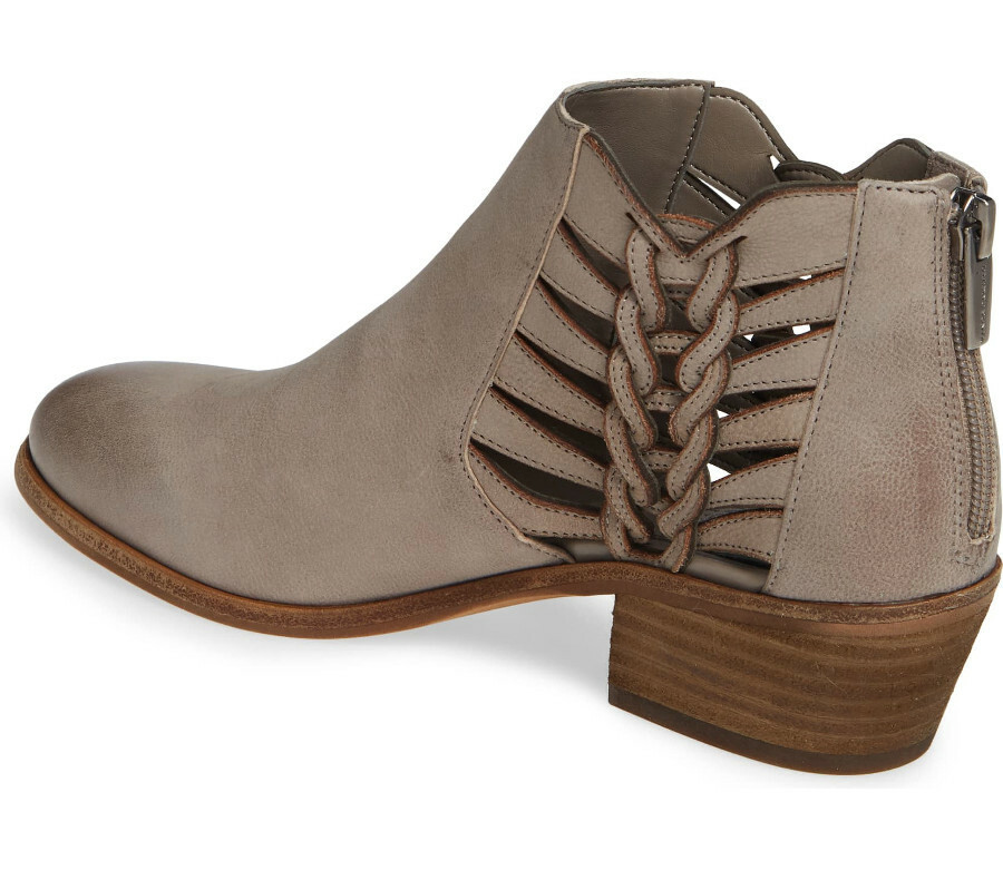 NIB Vince Camuto Prestetta Cutout Leather Ankle Boot US 9.5/41 Elephant/Back Zip