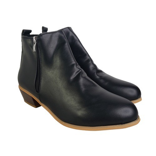 ROSY Women’s Black Solid Zip-Up Block Heel Bootie Size 7 US (B, M) 38 EU