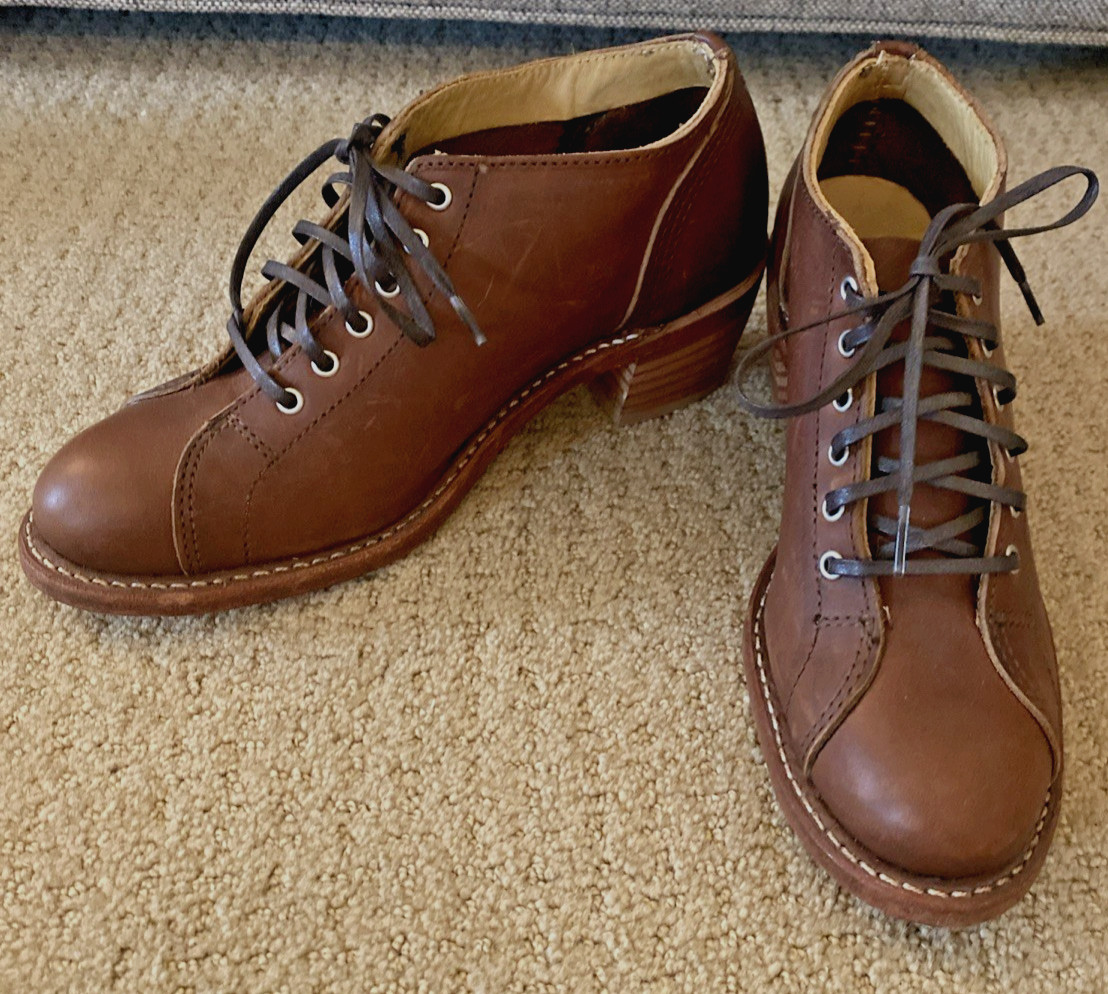 RED WING Heritage Faye Block Heel Boots Booties Brown Leather Sz 6.5 B