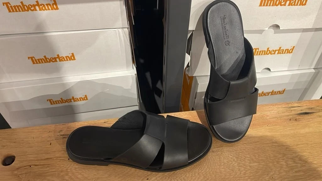 TIMBERLAND WOMEN’S CALISTA BAY SLIDE SANDAL BLACK FULL GRAIN A5M9D-W02 ALL SIZES