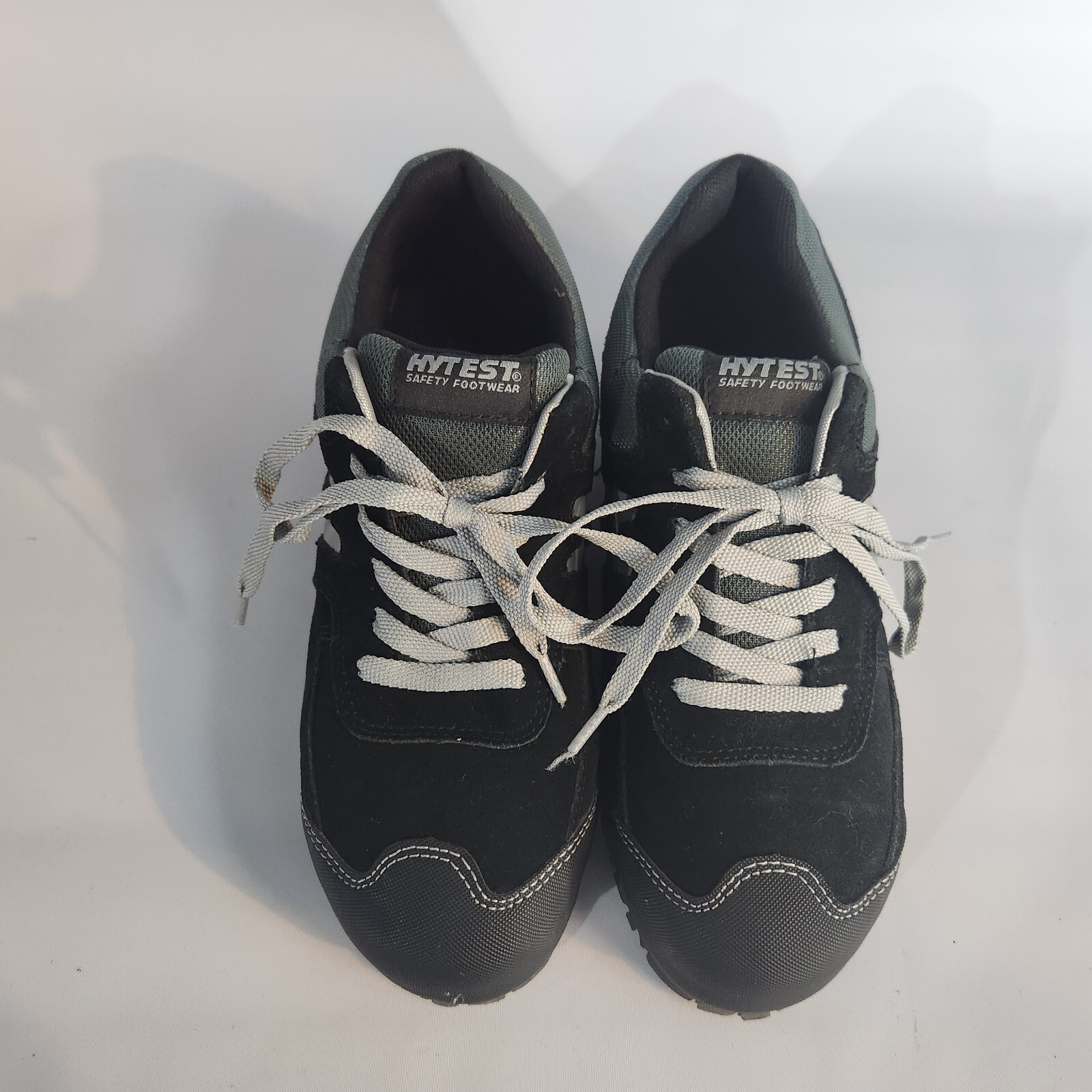 Hytest Safety Shoes Womens 9.5 (Mens 7) Steel Toe Shoes Black Gray Excellent