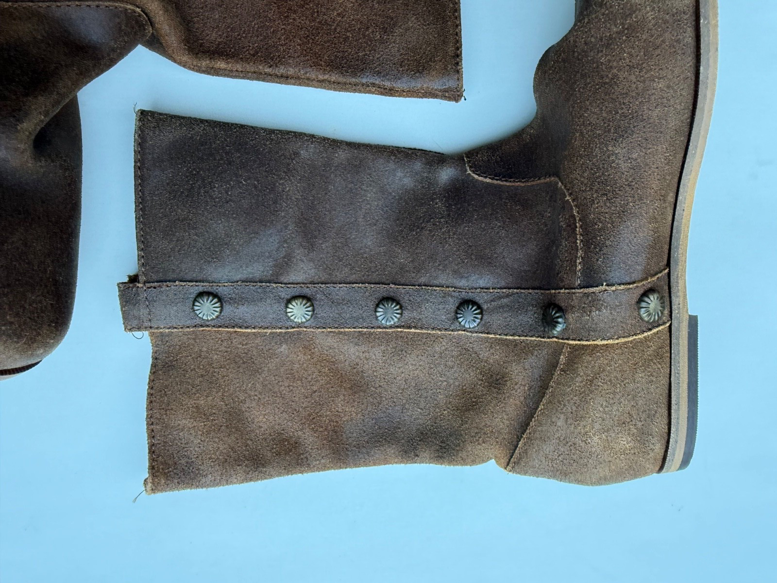 Minnetonka Turguoise Brown Leather Boots Womens Sz 6.5