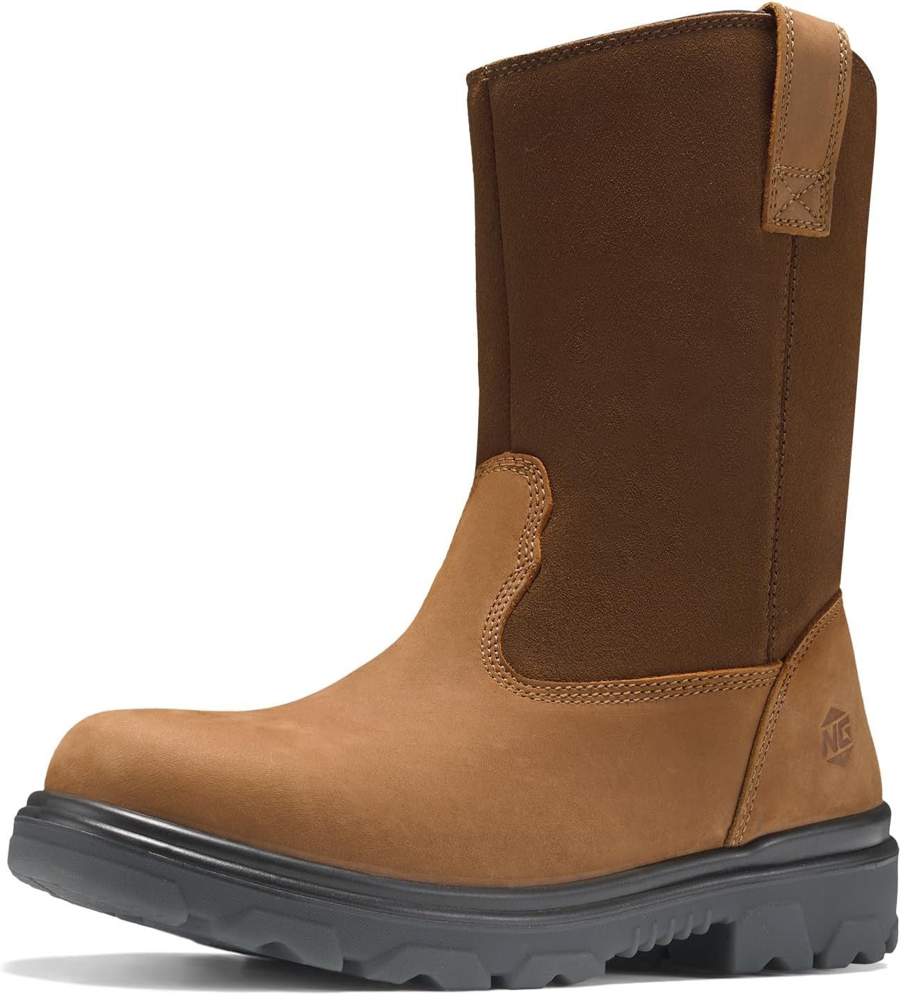 Steel Toe Work Boots Men’s Waterproof Full Grain Leather Slip Resistant Pull-On