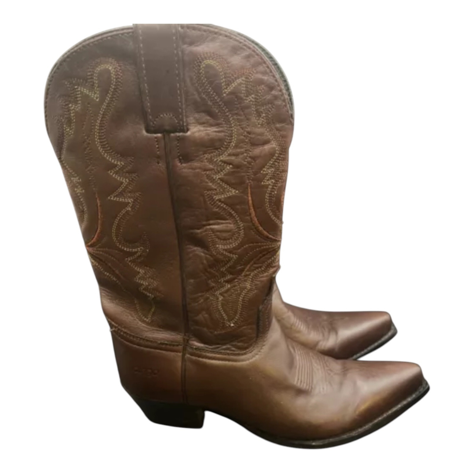 Dingo Women’s Cowboy Boots Brown Leather Western Riding Snip Toe Rustic Sz 6.5