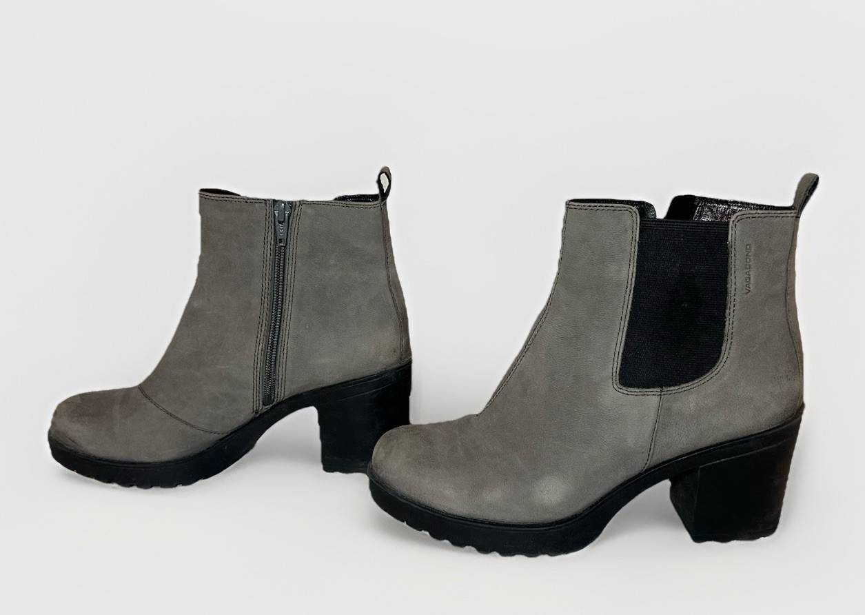 VAGABOND Women’s Gray Suede Leather Grace Chelsea Ankle Boots US 8 EU 39