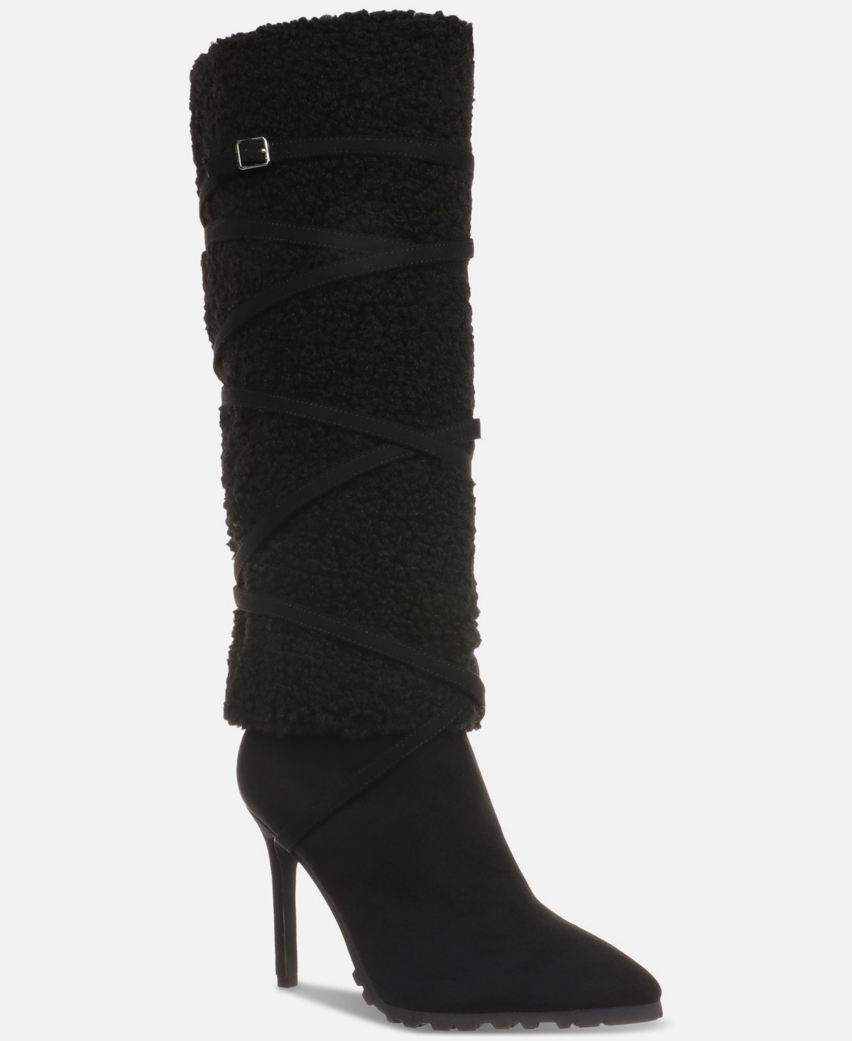 Thalia Sodi RIKKA Women’s Black Faux-Fur Dress Boots Shoes Size 8M