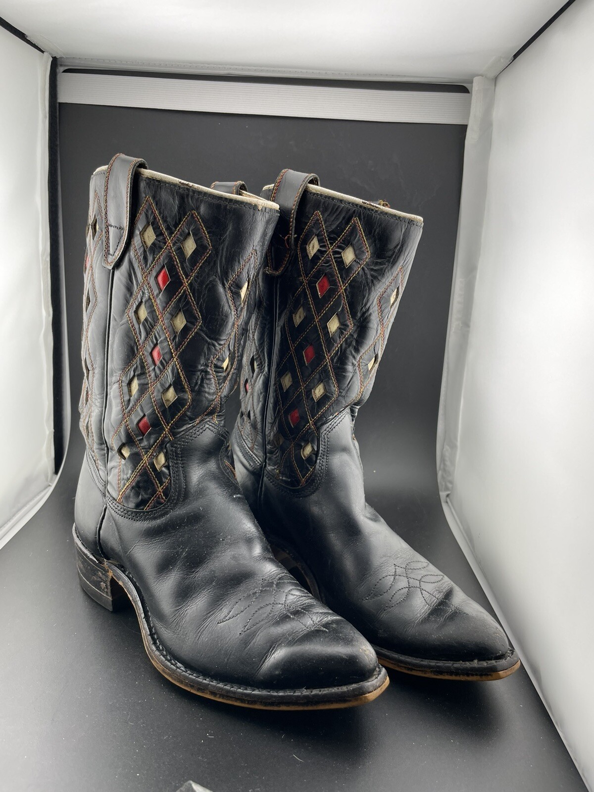VTG Pee Wee Western ACME Boots 50’s 60’s Diamond Inlay 5B 1950 Cowboy Cut Out