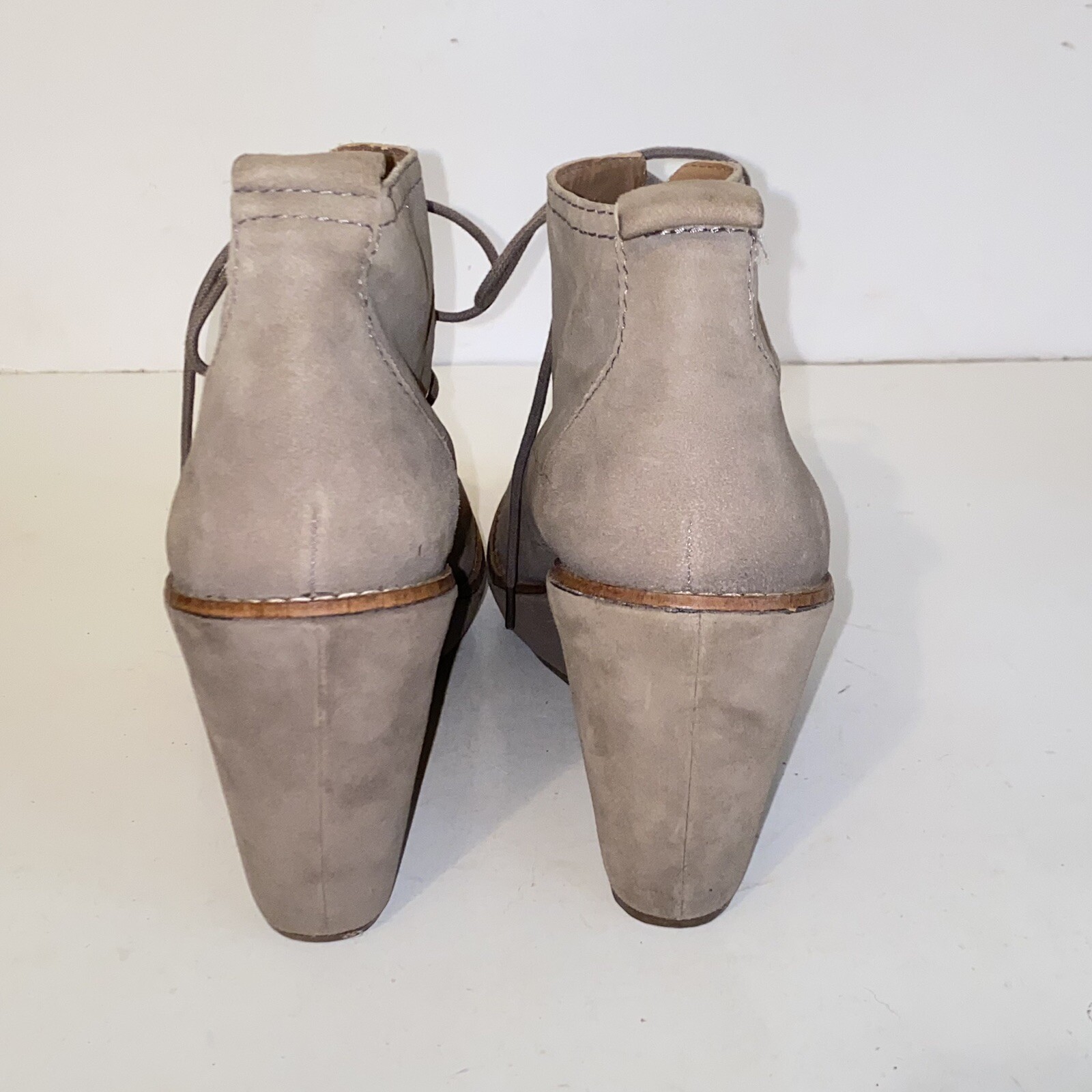Zara Basic Taupe Nubuck Suede Wedge Ankle Boots Women’s Size 7.5