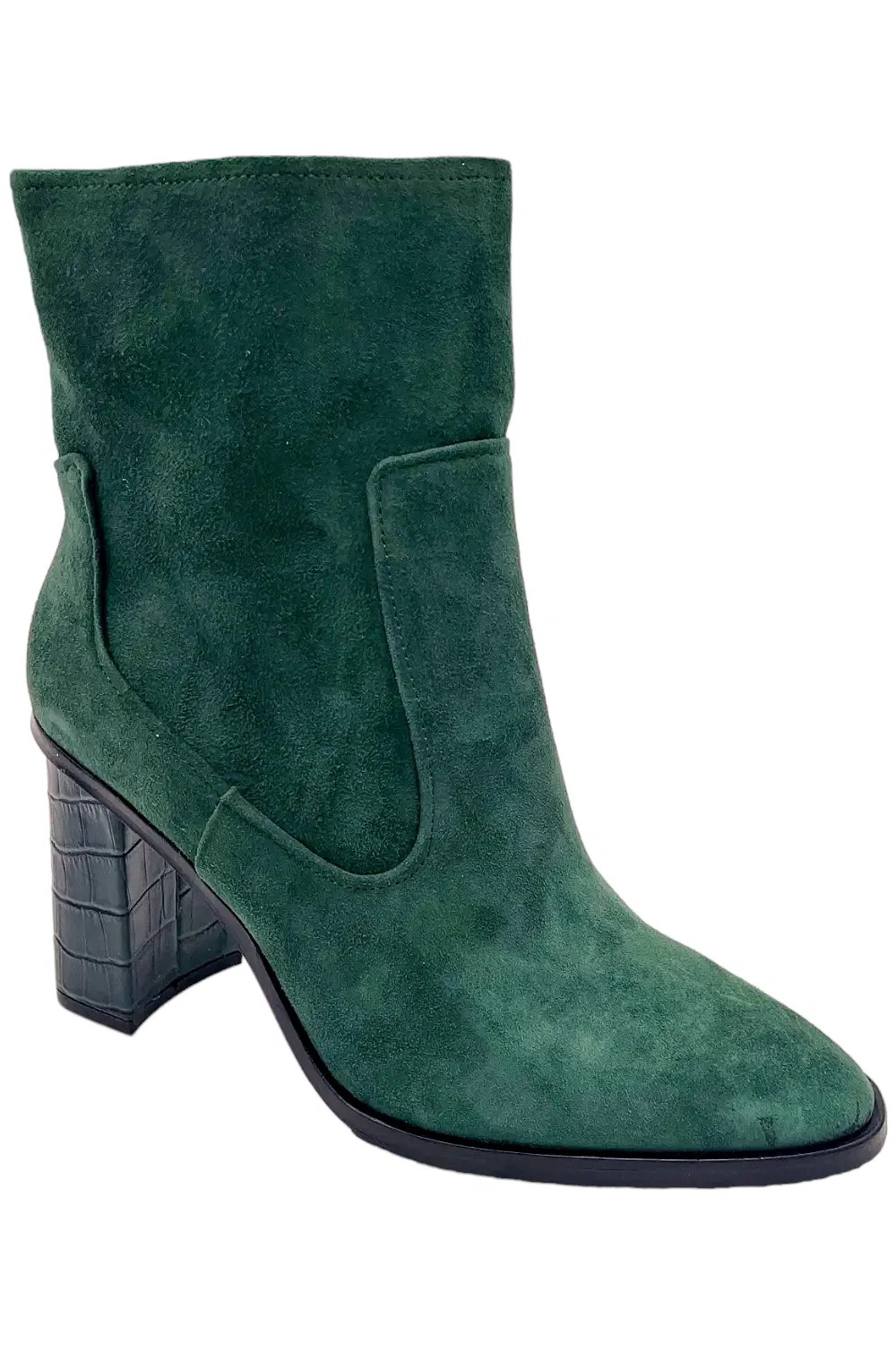 Donald Pliner Women’s Maymi Kid Suede Heeled Bootie Evergreen