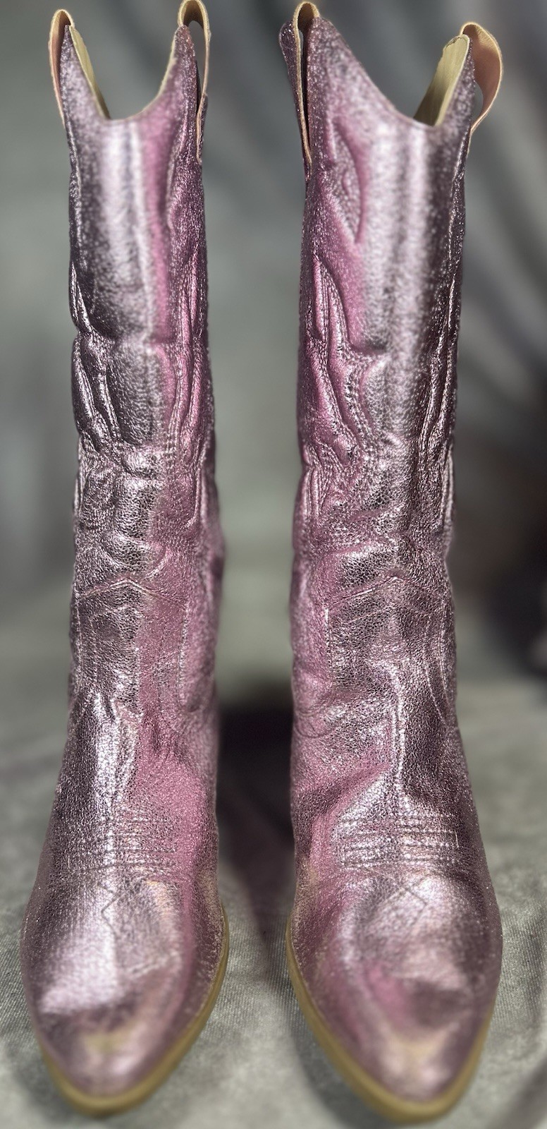Unbranded Metallic Pink Western Cowboy Boots Pointed Toe EU 37 US 6.5
