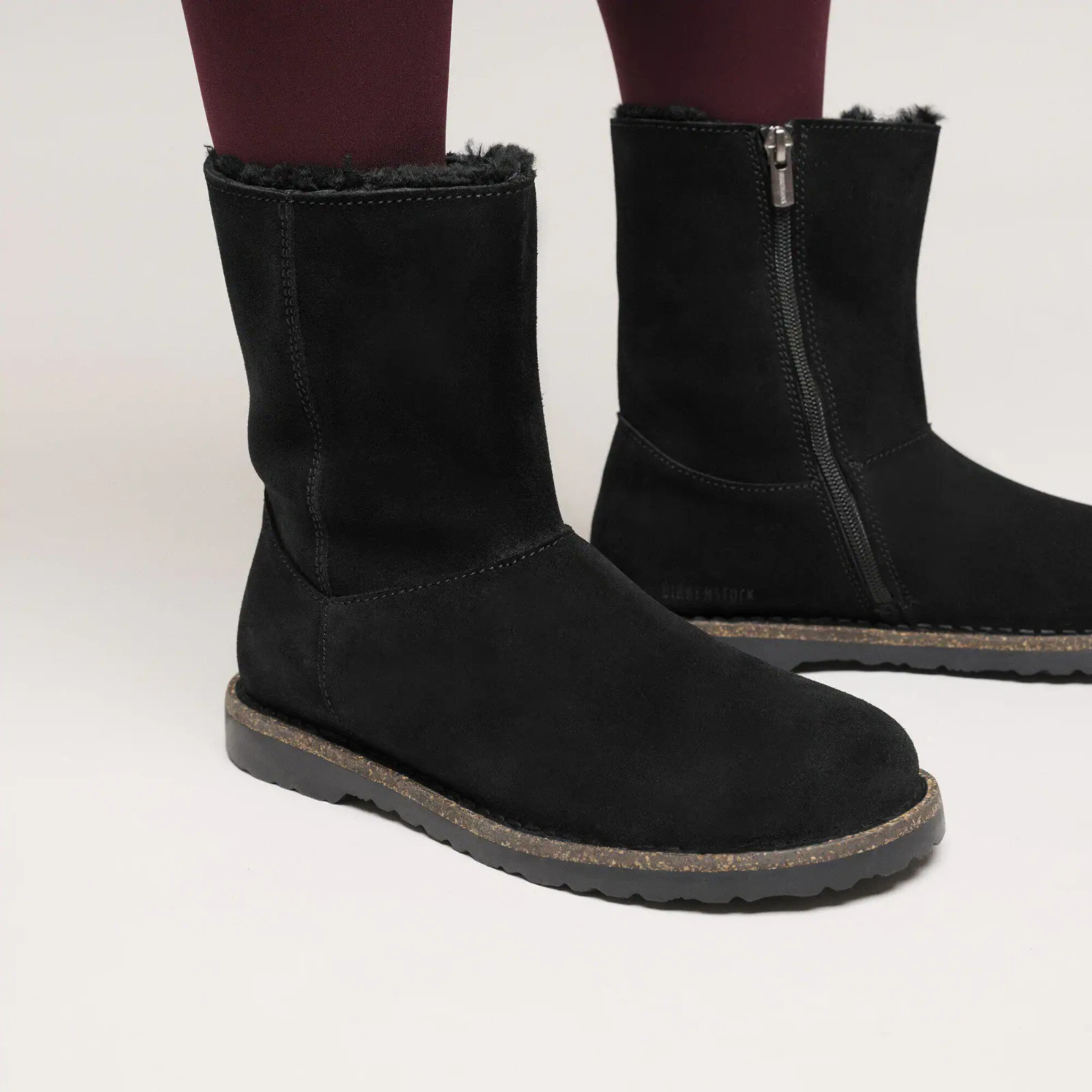 BIRKENSTOCK WOMEN’S UPPSALA BLACK SUEDE SHEARLING BOOTS EU 38 REG NEW $190