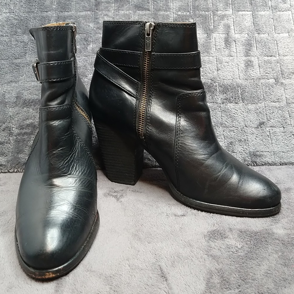 Frye Patty Riding Booties Women’s 8.5M Black Leather Block Heel Ankle Boots