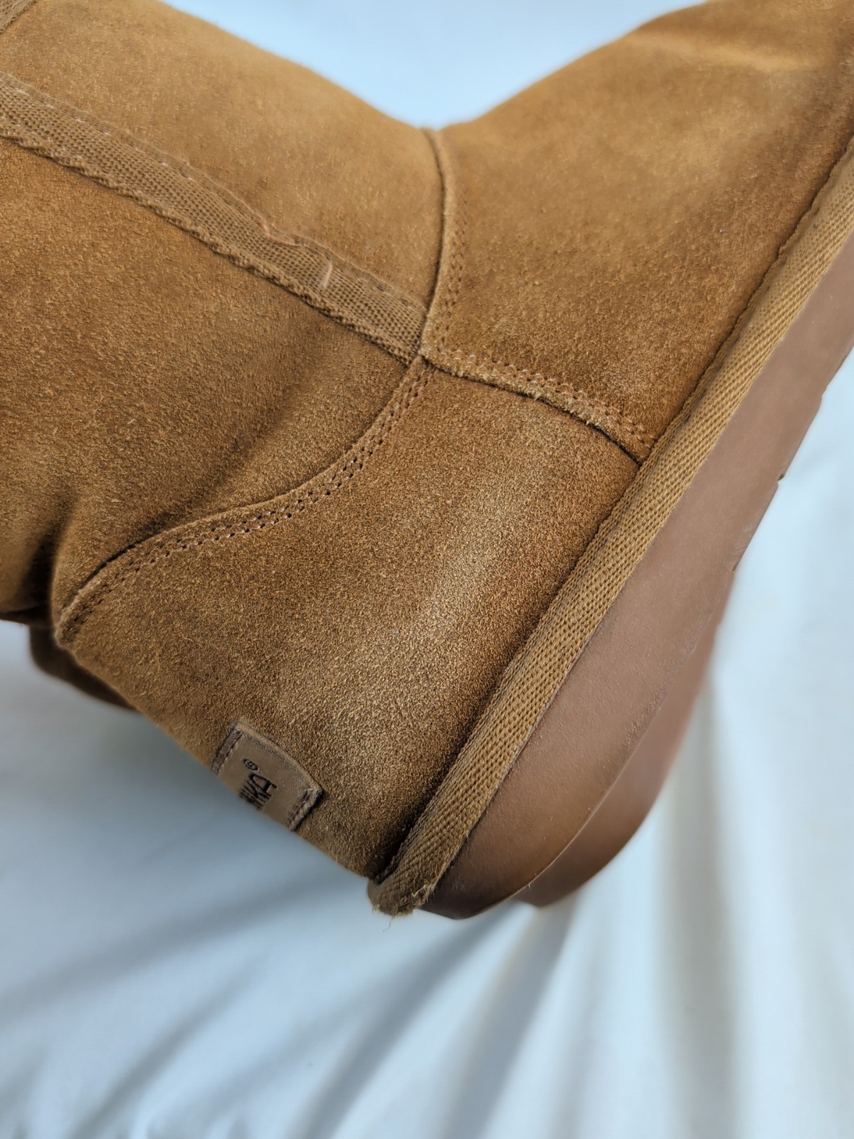 Minnetonka Ankle Boots Suede Fur Winter Snow Brown Slip-on 85581 Womens Sz 8