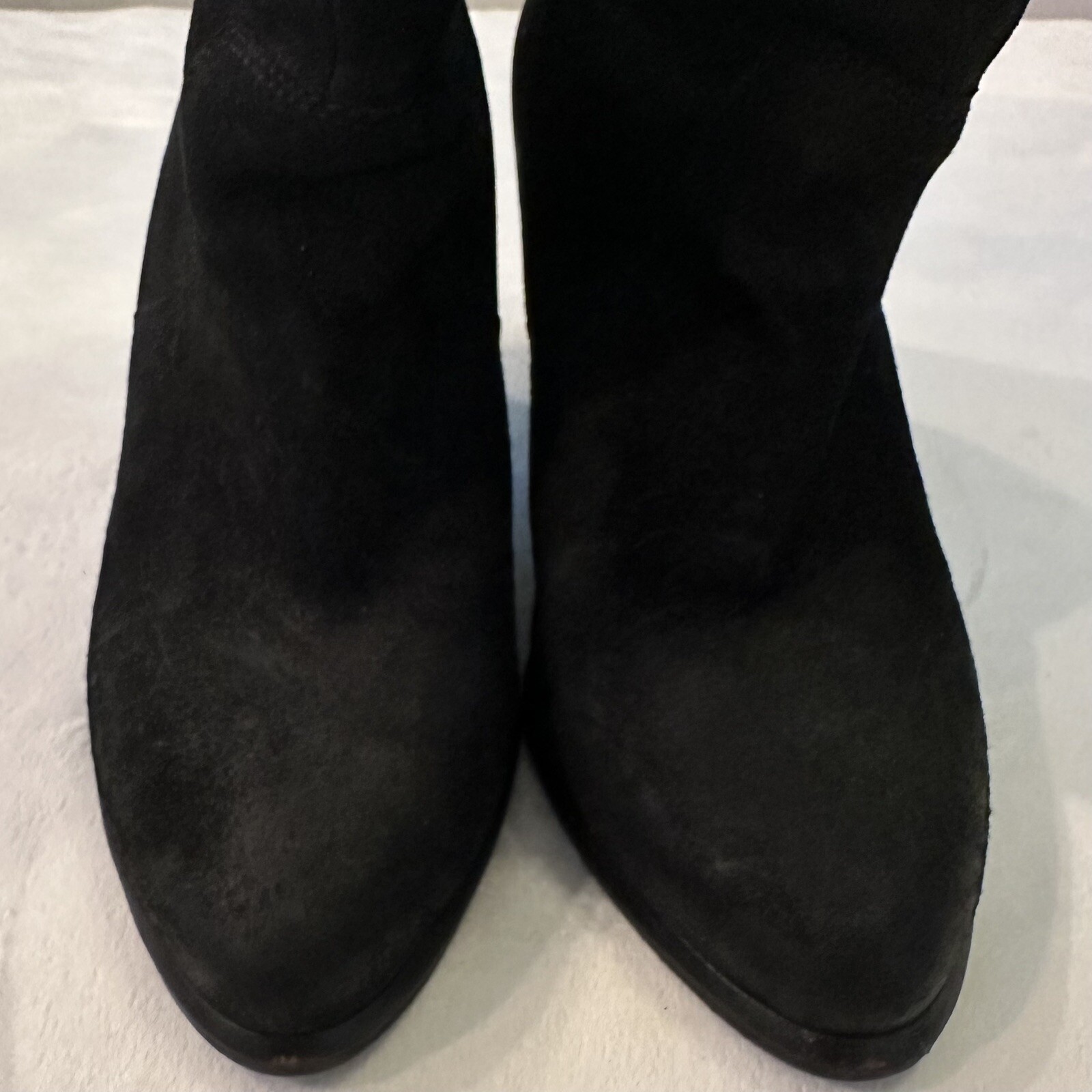 UGG Layna Shearling Foldable Cuff Black Maroon Nubuck Heeled Leather Boot 7 6.5