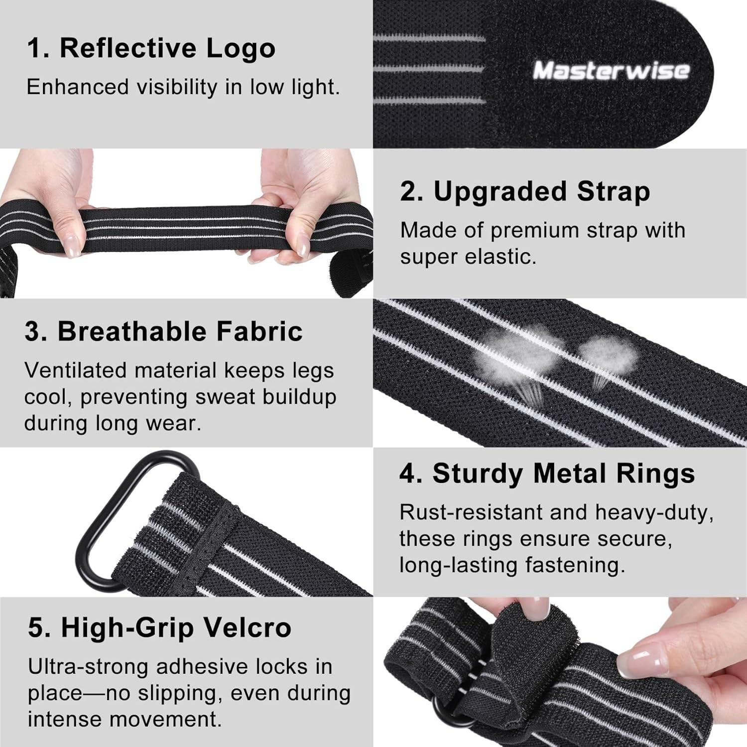 Adjustable Elastic Ankle Straps Boot Straps Cowboy Boots Pant Leg Straps Black