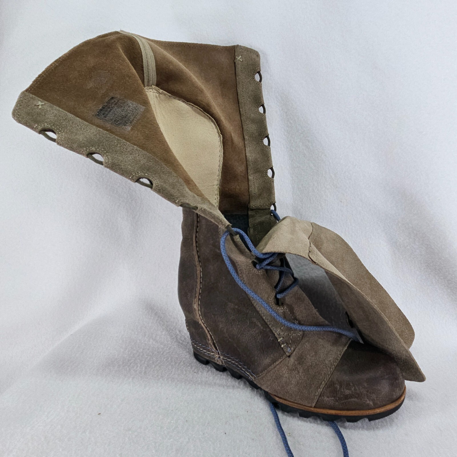 Sorel Boots Womens 9.5 Brown Gray Cate The Great Leather Hidden Wedge Waterproof