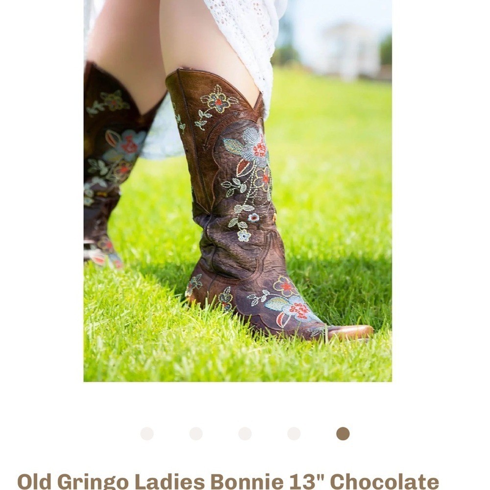 Old Gringo Bonnie boots in chocolate and brass size 9