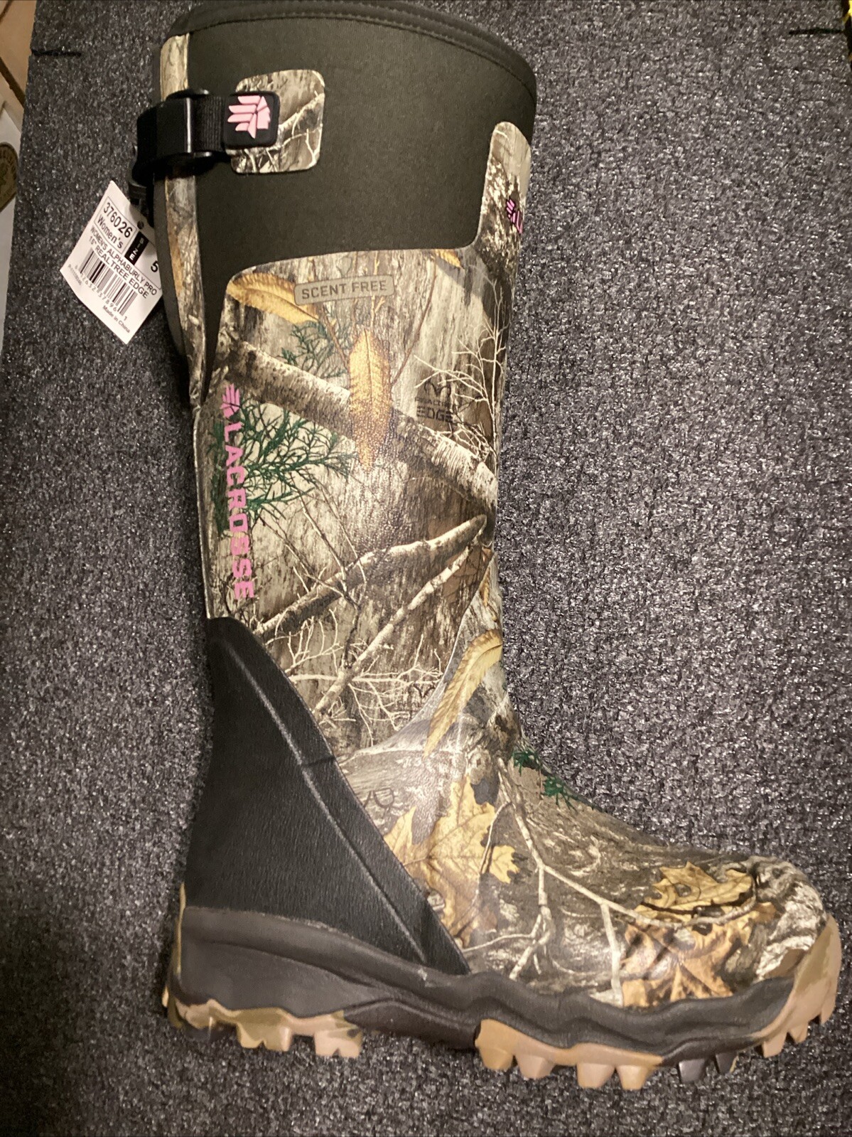 LaCrosse Womens Alphaburly Pro 15in Realtree Edge Rubber Hunting Boots US
