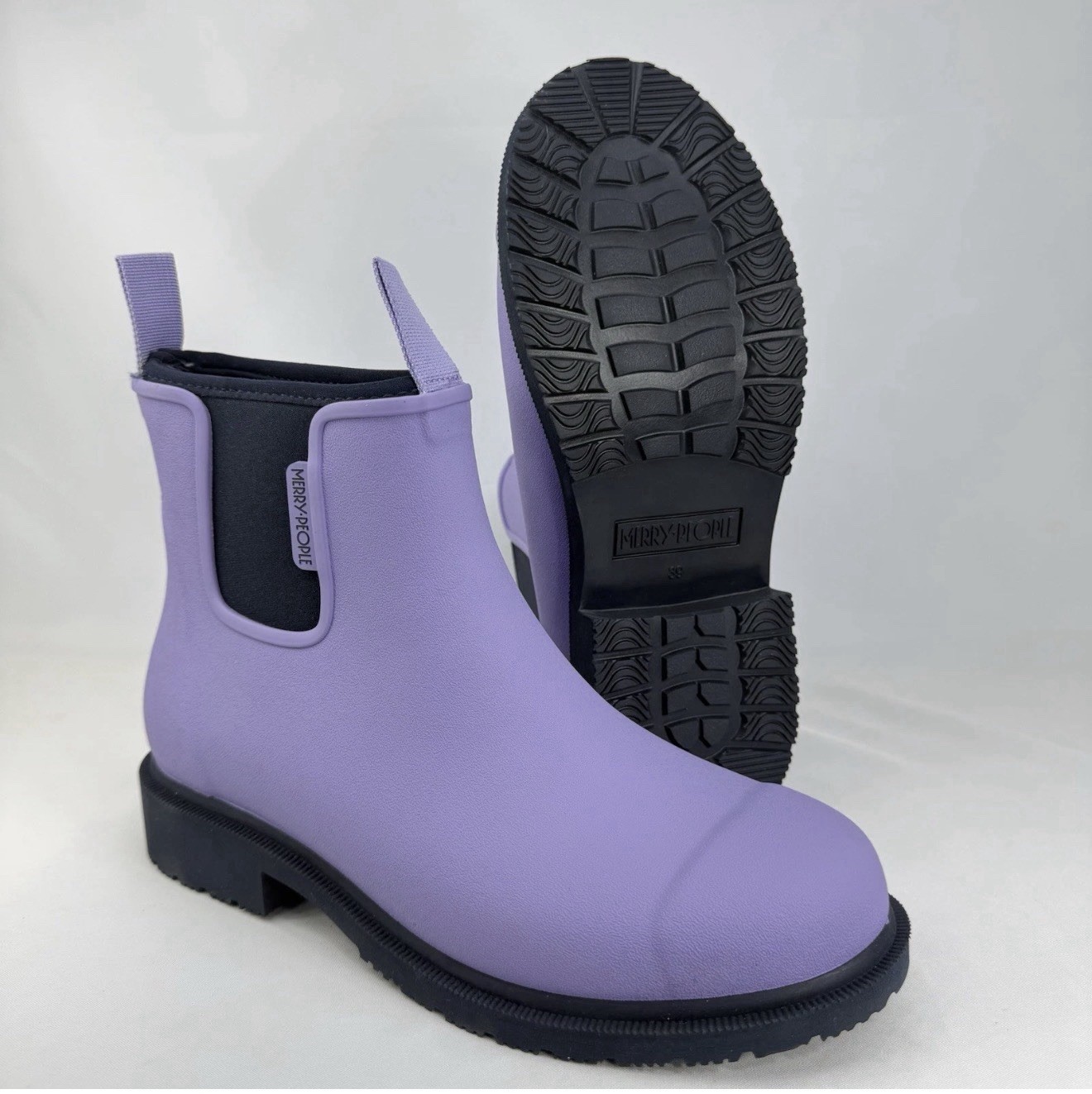 Merry People Bobbi Ankle Unisex Rain Boots Lavender Purple Chelsea Waterproof