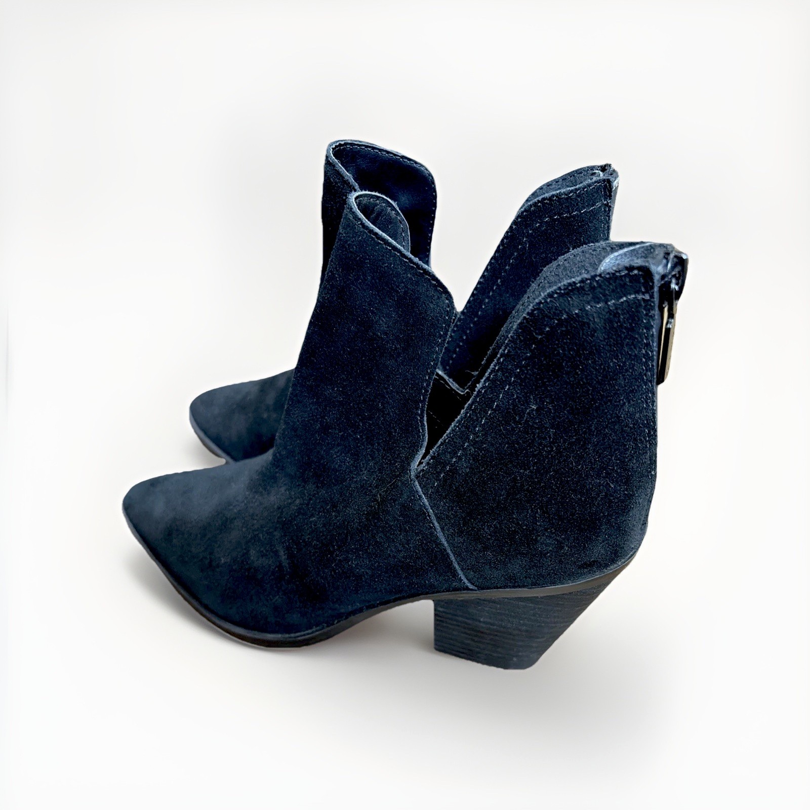 Blondo Classic Black Wanda Waterproof Suede Block Heeled Ankle Boots Womens 7