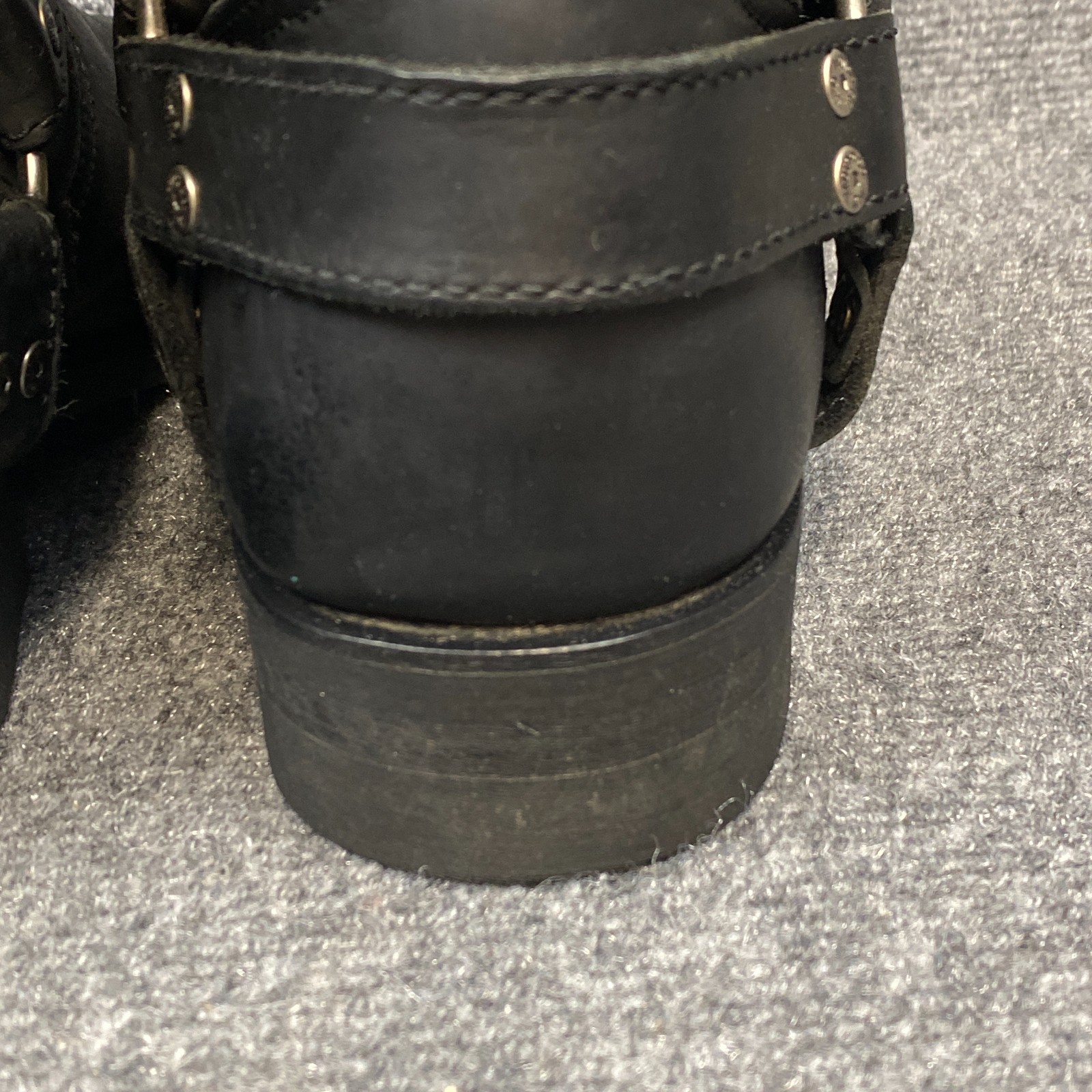Harley Davidson Womens 10.5 Black Leather Harness Motorcycle Boot Dual Buckle